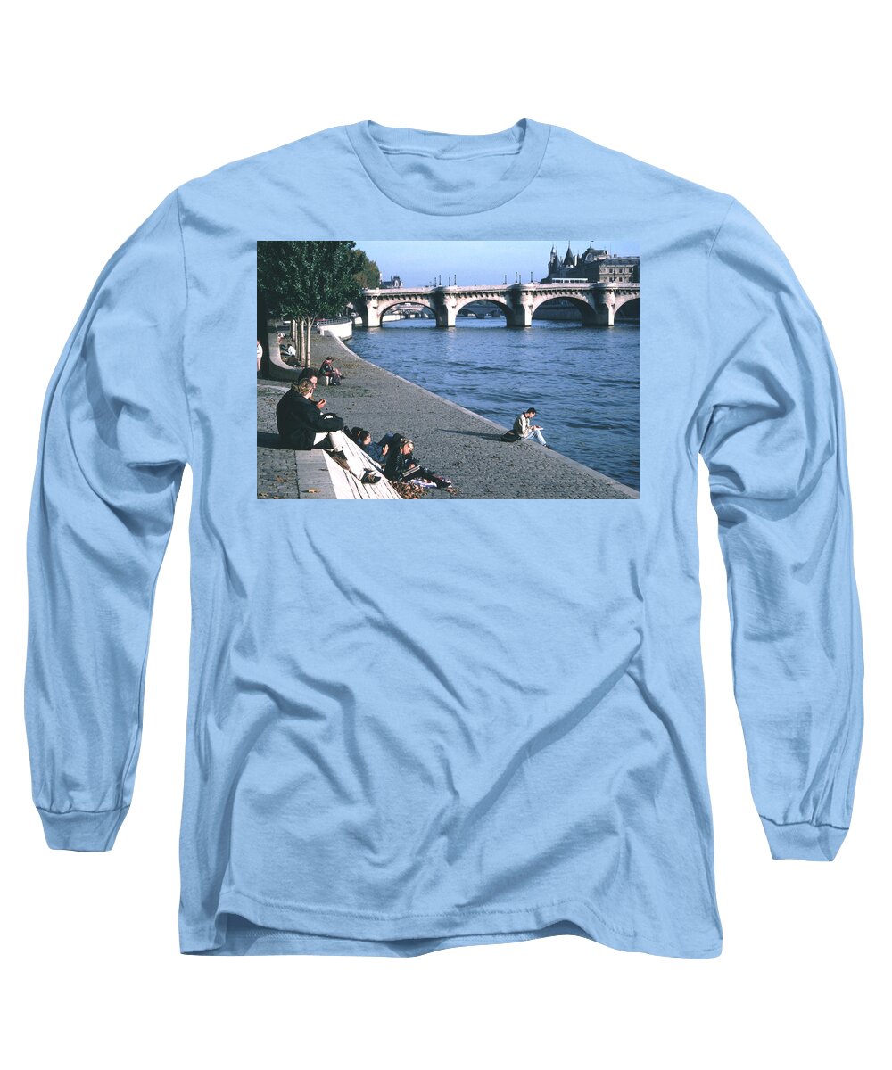 River Long Sleeve T-Shirt featuring the photograph Relaxing Along the Seine by Tom Wurl