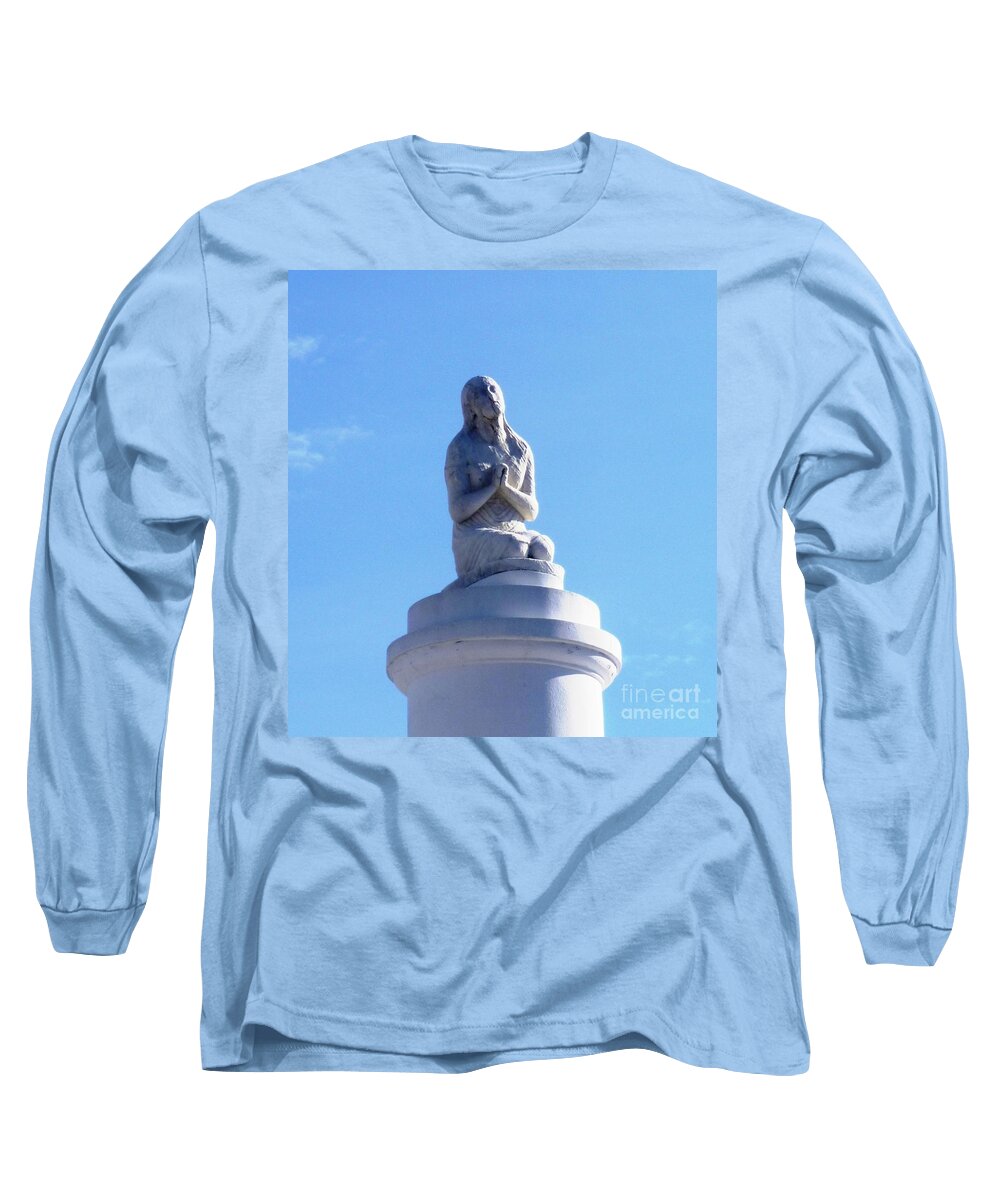 Photograph Long Sleeve T-Shirt featuring the photograph St. Louis Cemetery Statue 1 by Alys Caviness-Gober