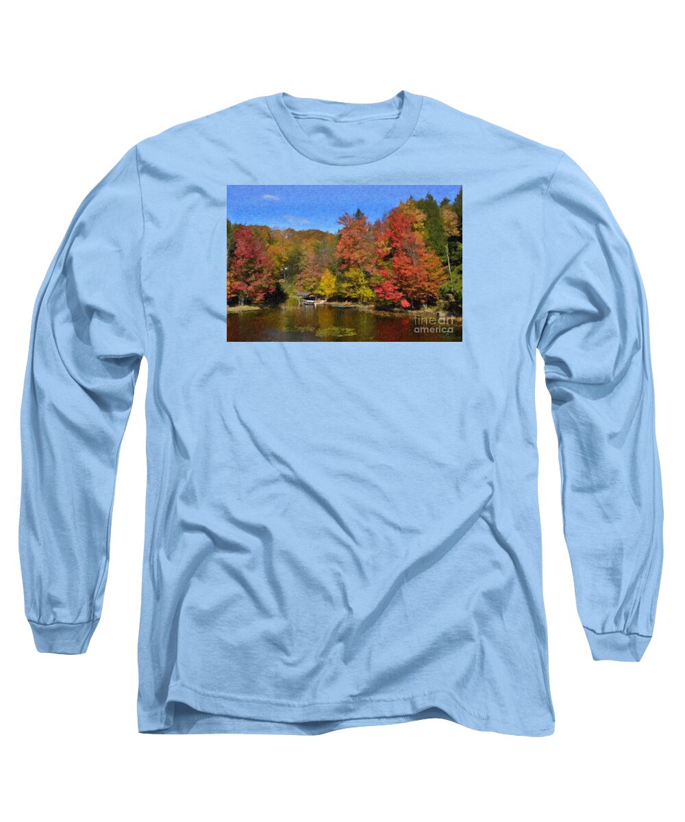 Adirondacks Long Sleeve T-Shirt featuring the painting A Little Piece of Adirondack Heaven #1 by Diane E Berry