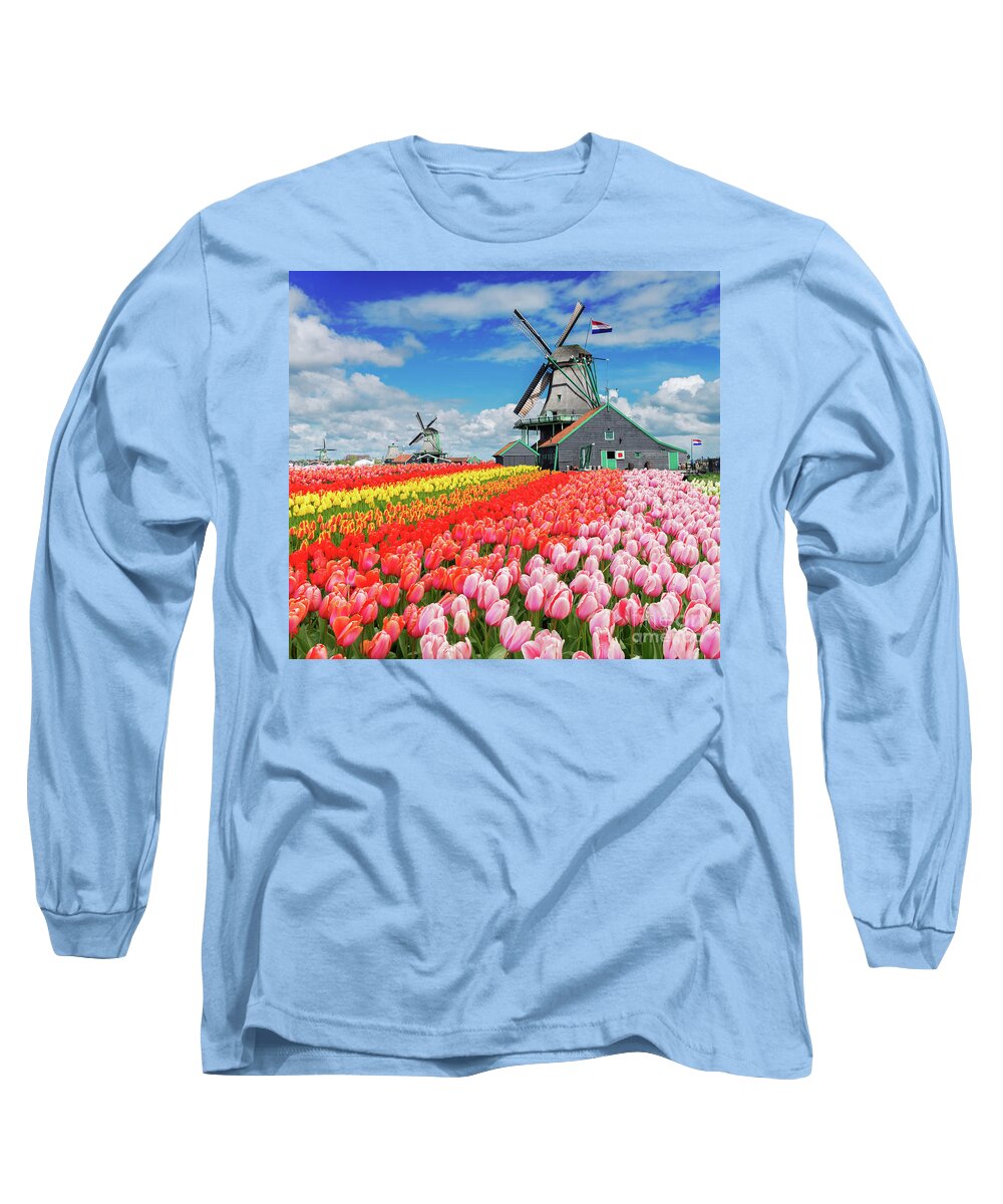 Amsterdam Long Sleeve T-Shirt featuring the photograph Dutch Windmills #2 by Anastasy Yarmolovich