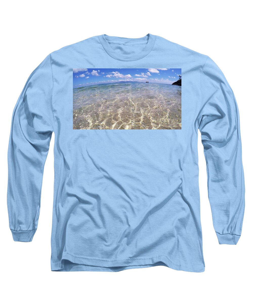 Beach Boat Long Sleeve T-Shirt featuring the photograph On the Horizon #1 by Debbie Cundy