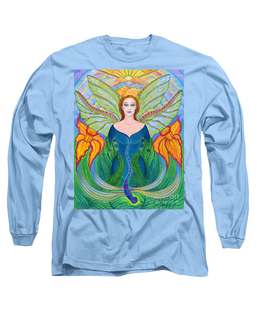Spiritual Long Sleeve T-Shirt featuring the drawing Spirit Guide Deidre by Debra Hitchcock