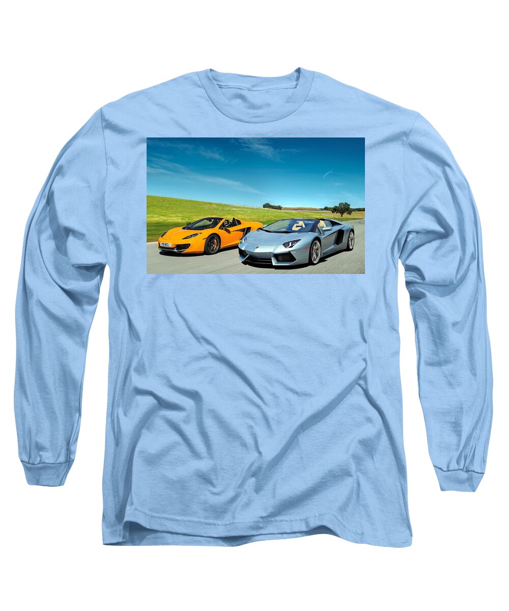Lamborghini Long Sleeve T-Shirt featuring the digital art Lamborghini #16 by Super Lovely