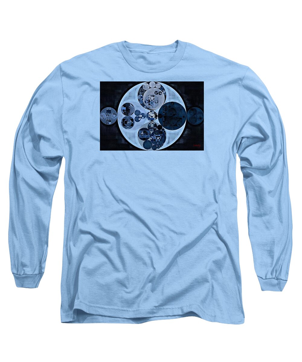 Tracery Long Sleeve T-Shirt featuring the digital art Abstract painting - Polo blue #2 by Vitaliy Gladkiy