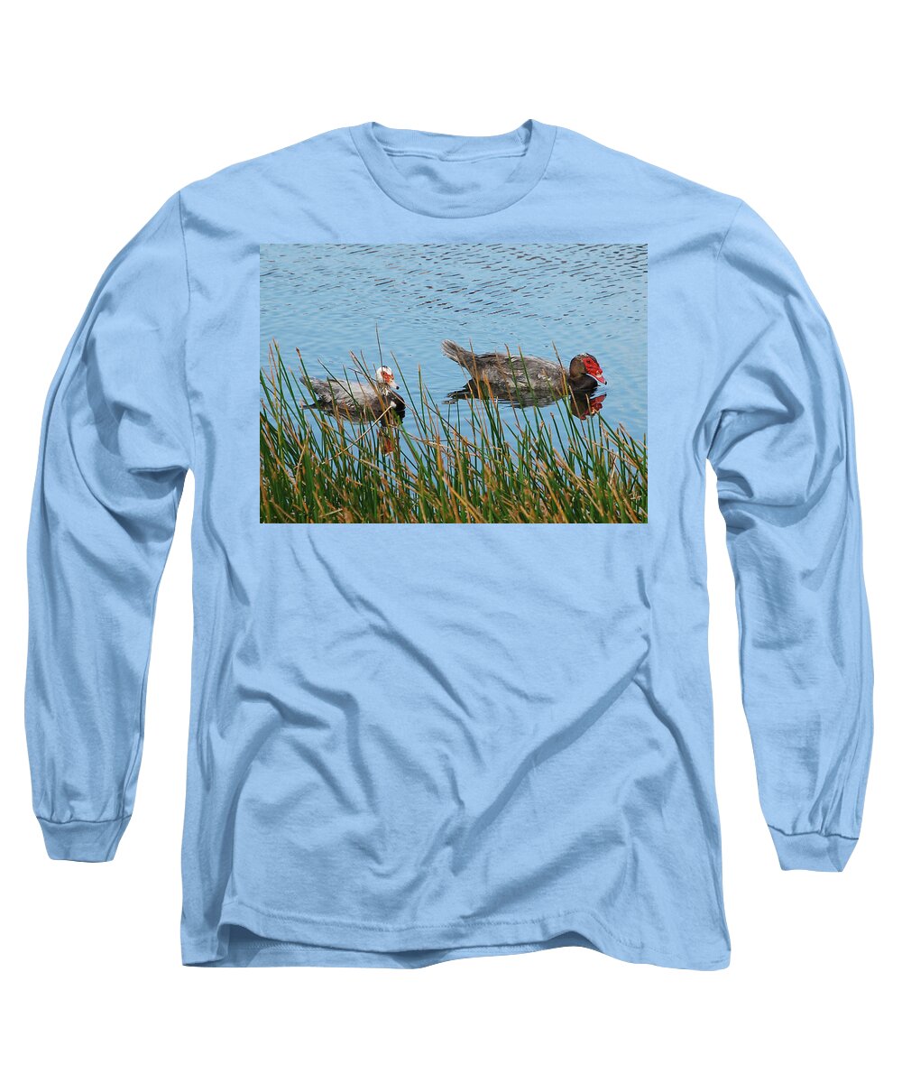 Ducks Long Sleeve T-Shirt featuring the photograph 2- Ducks by Joseph Keane