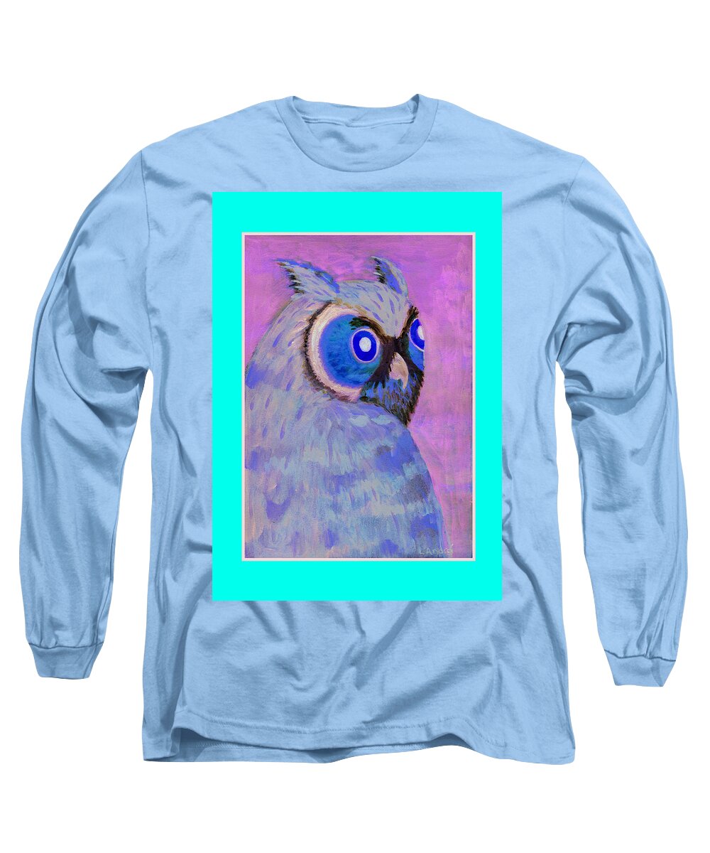 Owl Long Sleeve T-Shirt featuring the painting 2009 Owl Negative by Lilibeth Andre