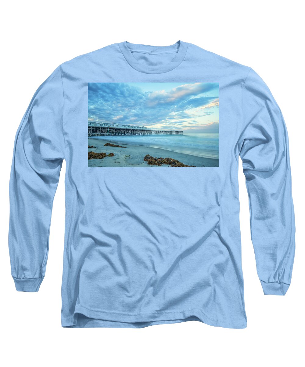 San Diego Long Sleeve T-Shirt featuring the photograph Clouds Cover Crystal Pier by Joseph S Giacalone
