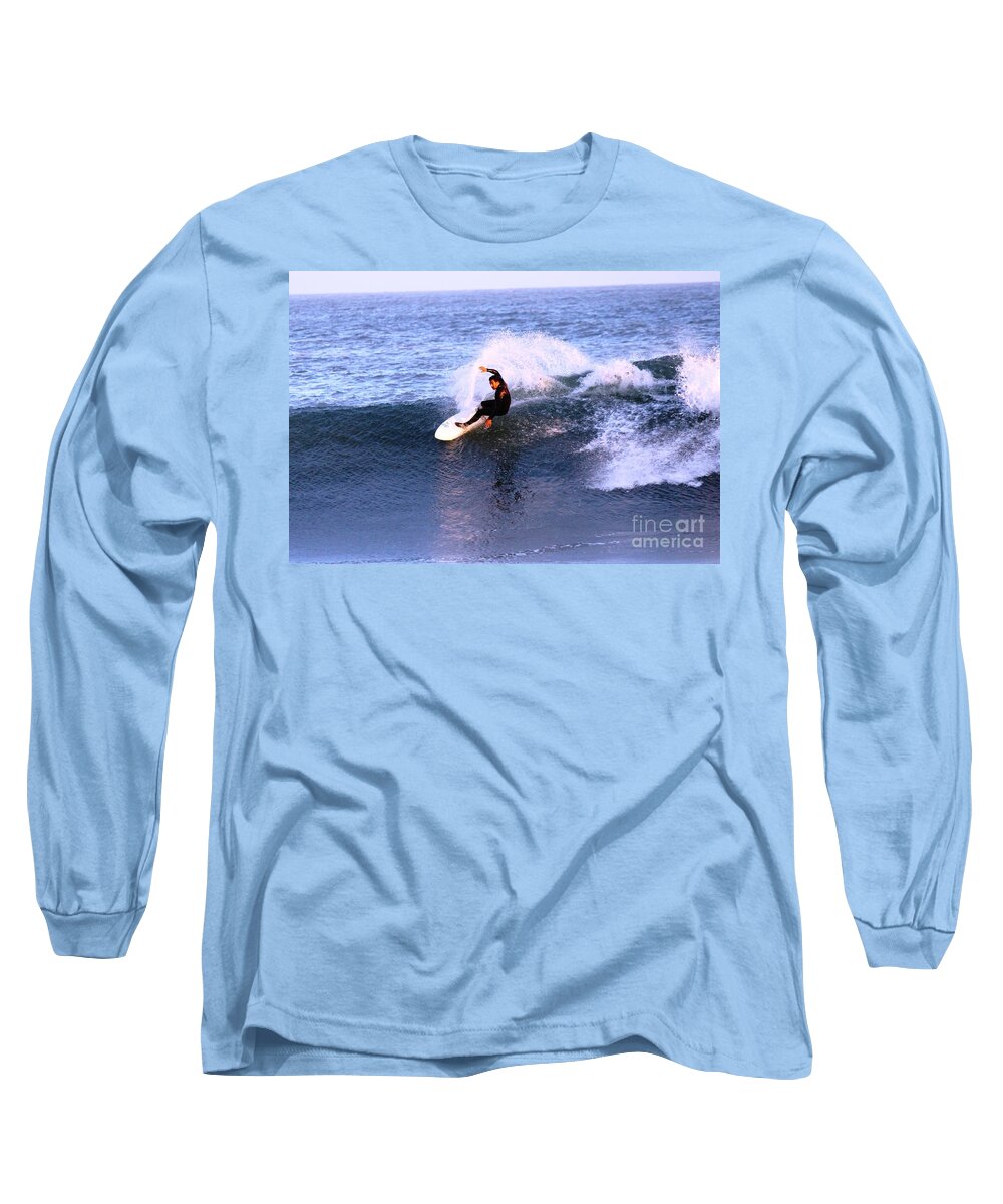 Surfing Long Sleeve T-Shirt featuring the photograph Action images #6 by Donn Ingemie