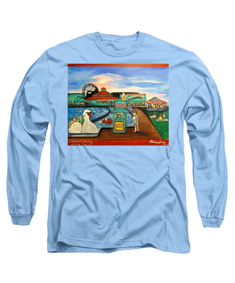 Asbury Park Art Long Sleeve T-Shirt featuring the painting A Postcard Memory by Patricia Arroyo