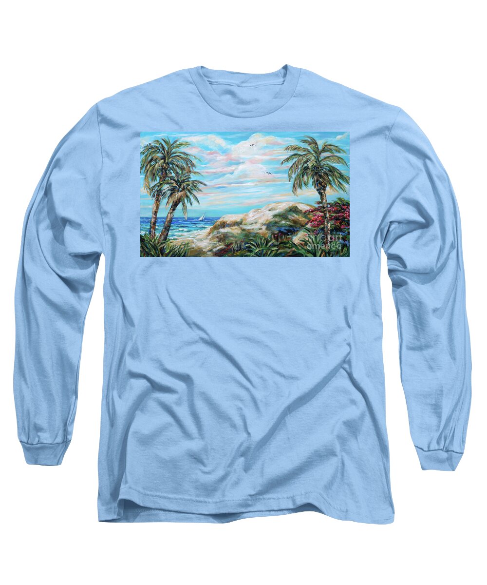 Palms Long Sleeve T-Shirt featuring the painting A Splendid Day by Linda Olsen