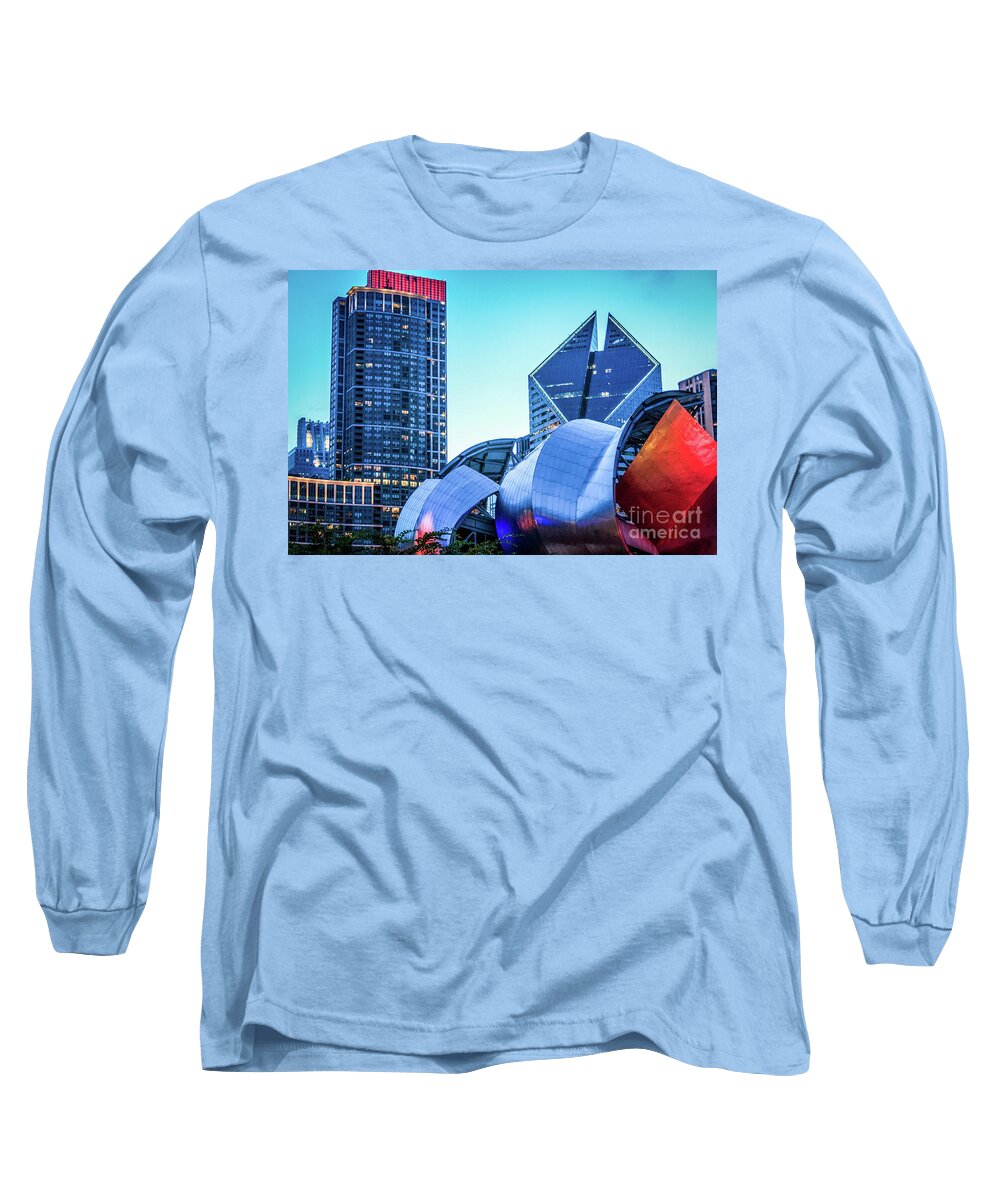 Chicago Long Sleeve T-Shirt featuring the photograph A View from Millenium Park at Dusk by David Levin