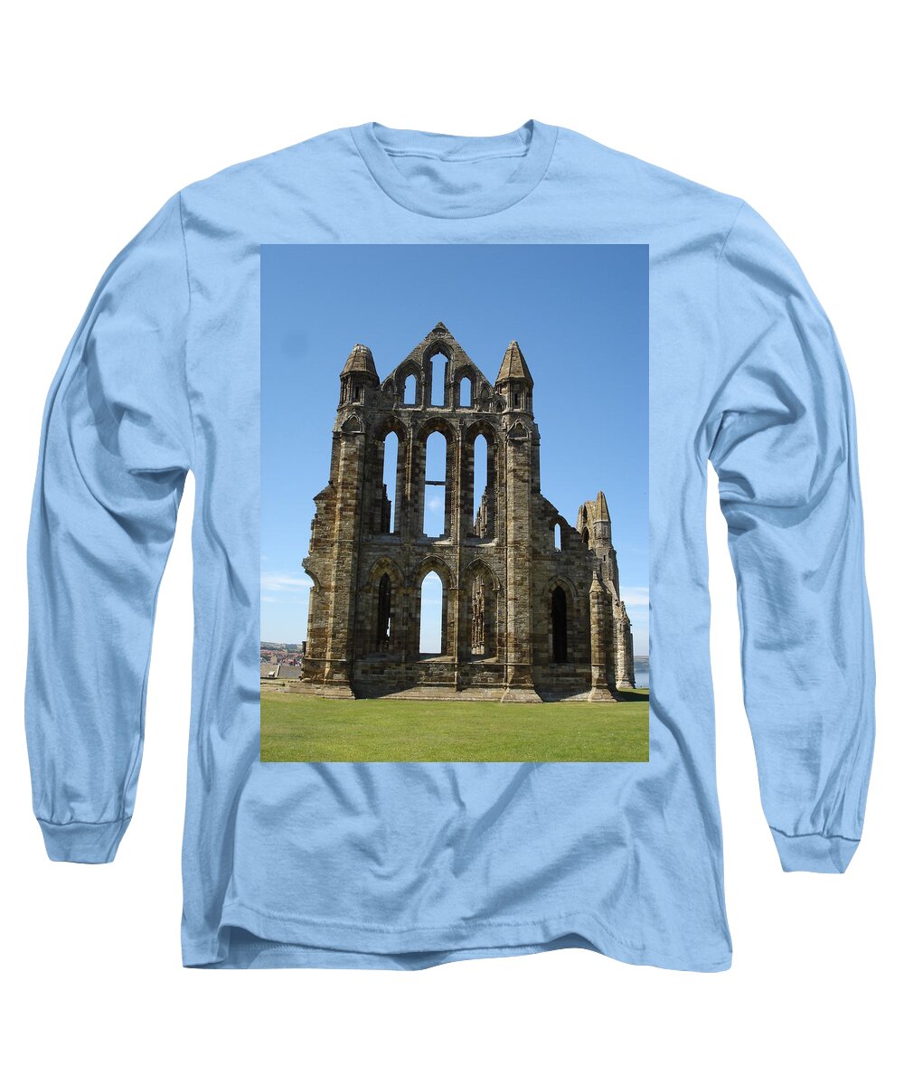 Abby Long Sleeve T-Shirt featuring the photograph Abbey at Whitby by Susan Baker