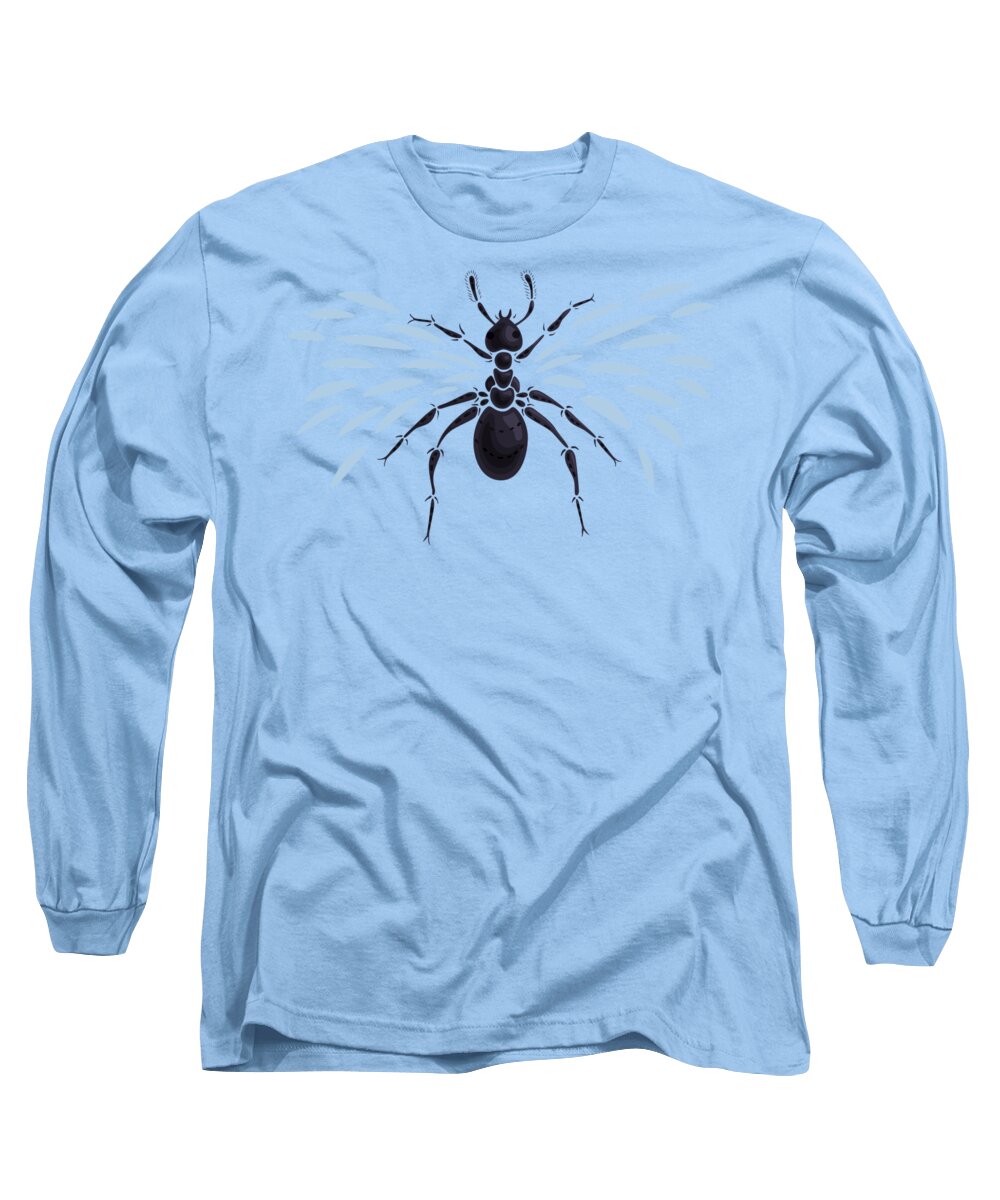 Ant Long Sleeve T-Shirt featuring the digital art Abstract Winged Ant by Boriana Giormova