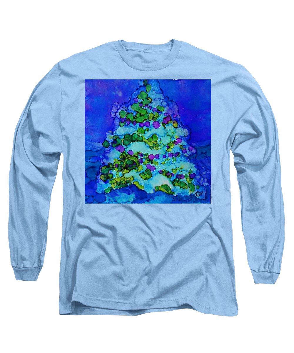 Alcohol Ink Long Sleeve T-Shirt featuring the painting Tree Lights - A 214 by Catherine Van Der Woerd
