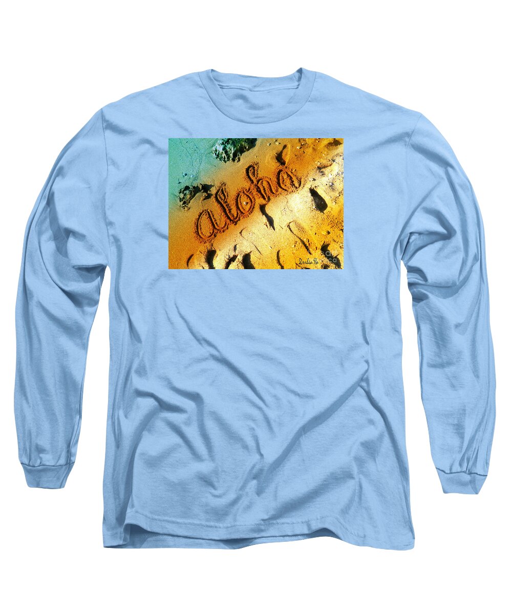 Hawaii Long Sleeve T-Shirt featuring the digital art Aloha In The Sand by Dorlea Ho