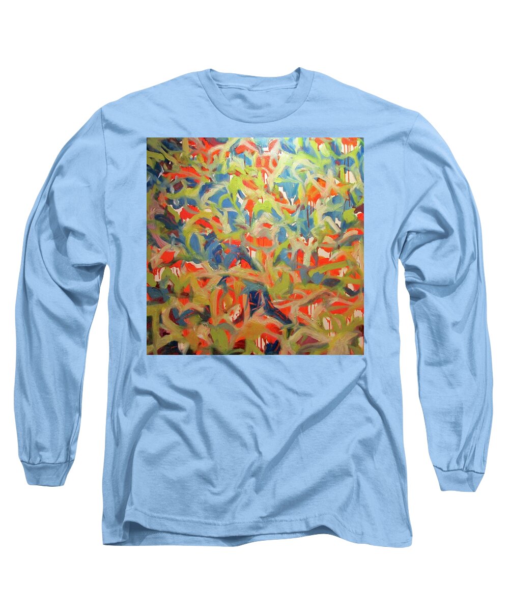 Abstract Long Sleeve T-Shirt featuring the painting At The Top by Steven Miller