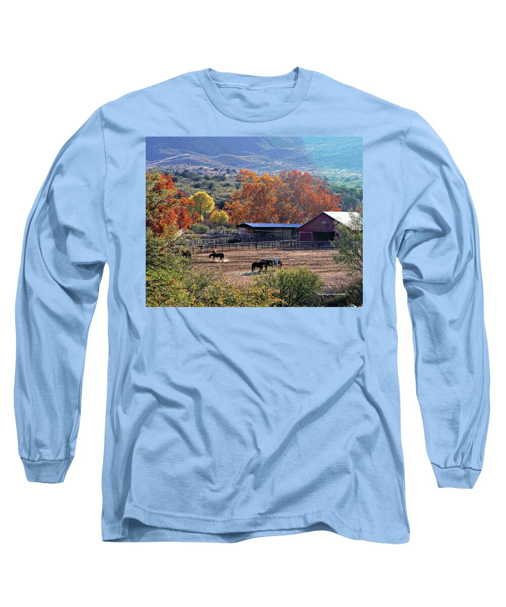 Ranch Long Sleeve T-Shirt featuring the photograph Autumn Ranch by Matalyn Gardner