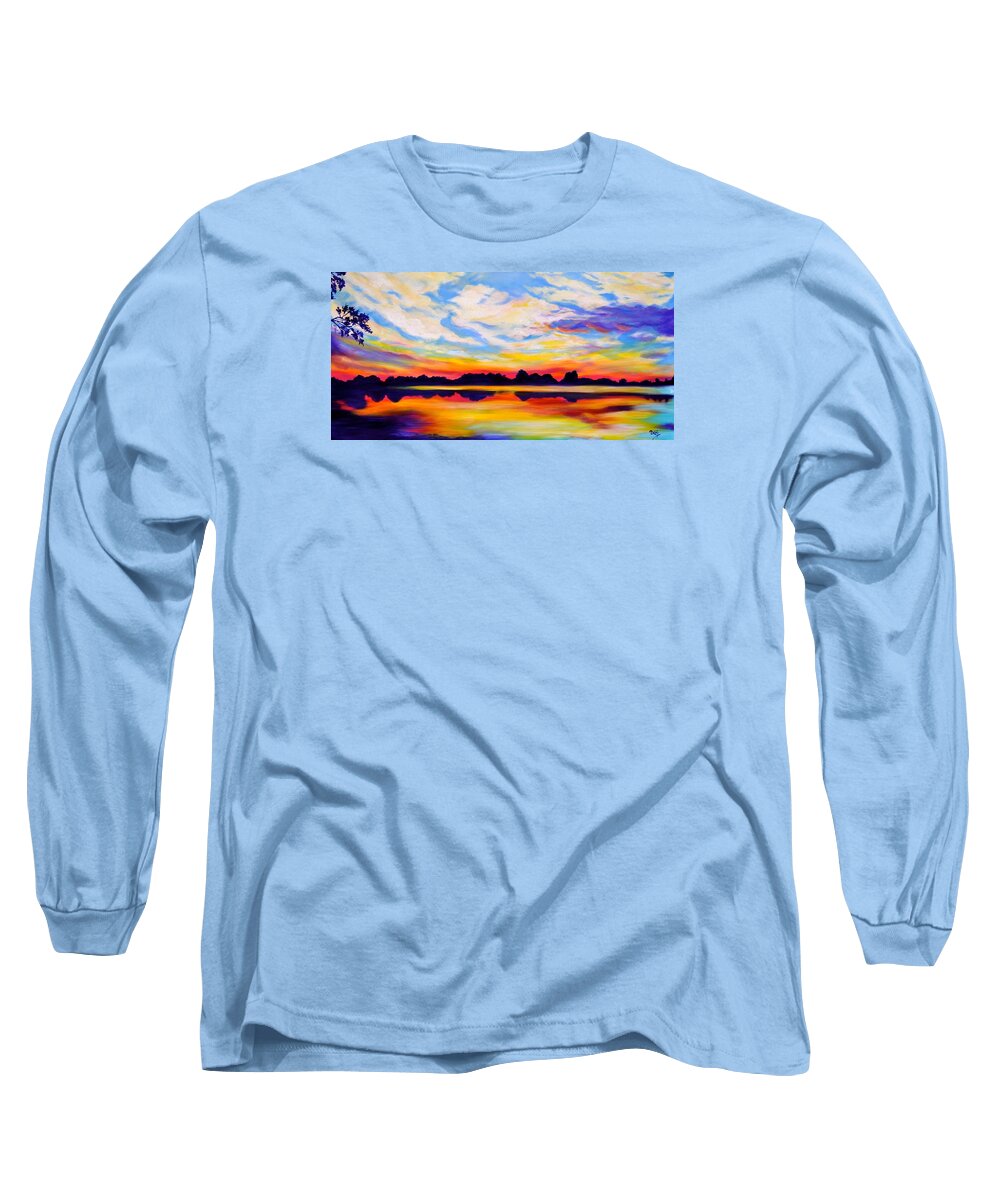 Baker's Sunset Long Sleeve T-Shirt featuring the painting Baker's Sunset by Debi Starr