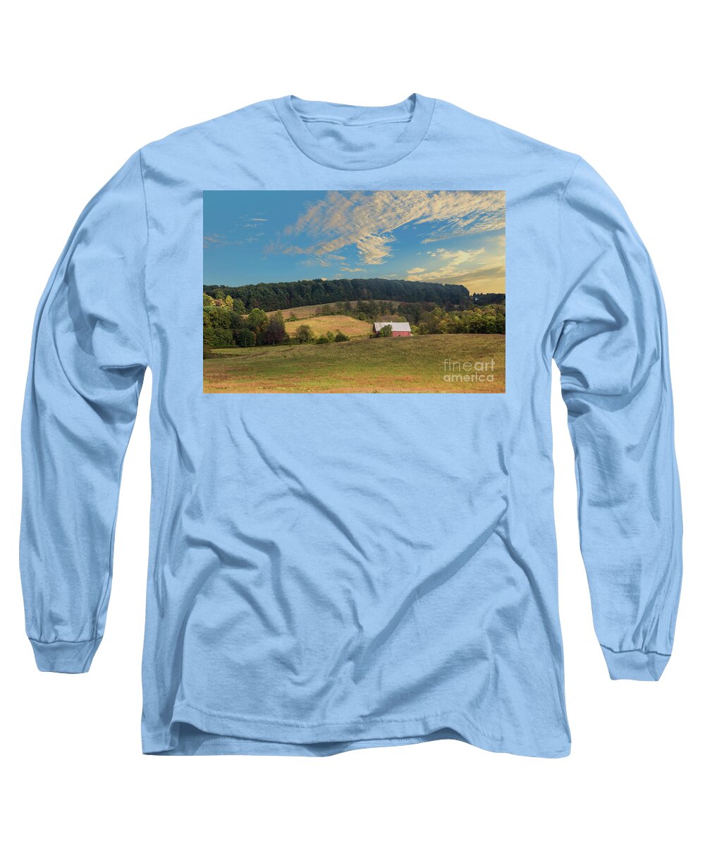 Emmitsburg Long Sleeve T-Shirt featuring the photograph Barn in Field by Malcolm L Wiseman III
