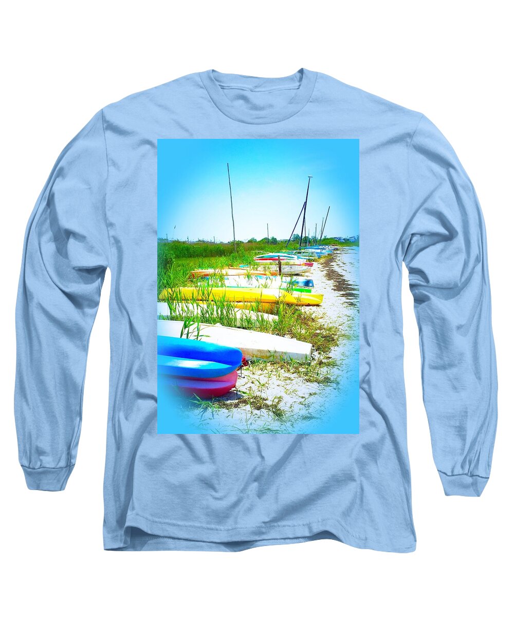 Photo Boats Prints Long Sleeve T-Shirt featuring the photograph Bay break by Dottie Visker