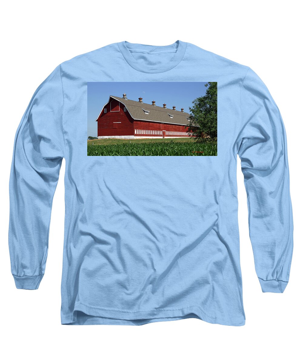 Barns Long Sleeve T-Shirt featuring the photograph Big Red Barn in Spring by Ed Peterson