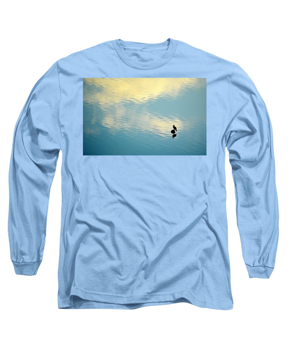 Bird Long Sleeve T-Shirt featuring the photograph Bird Reflection by AJ Schibig