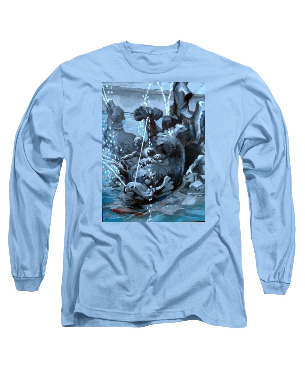 Fountain Long Sleeve T-Shirt featuring the painting Blue Grotto by Martha Tisdale