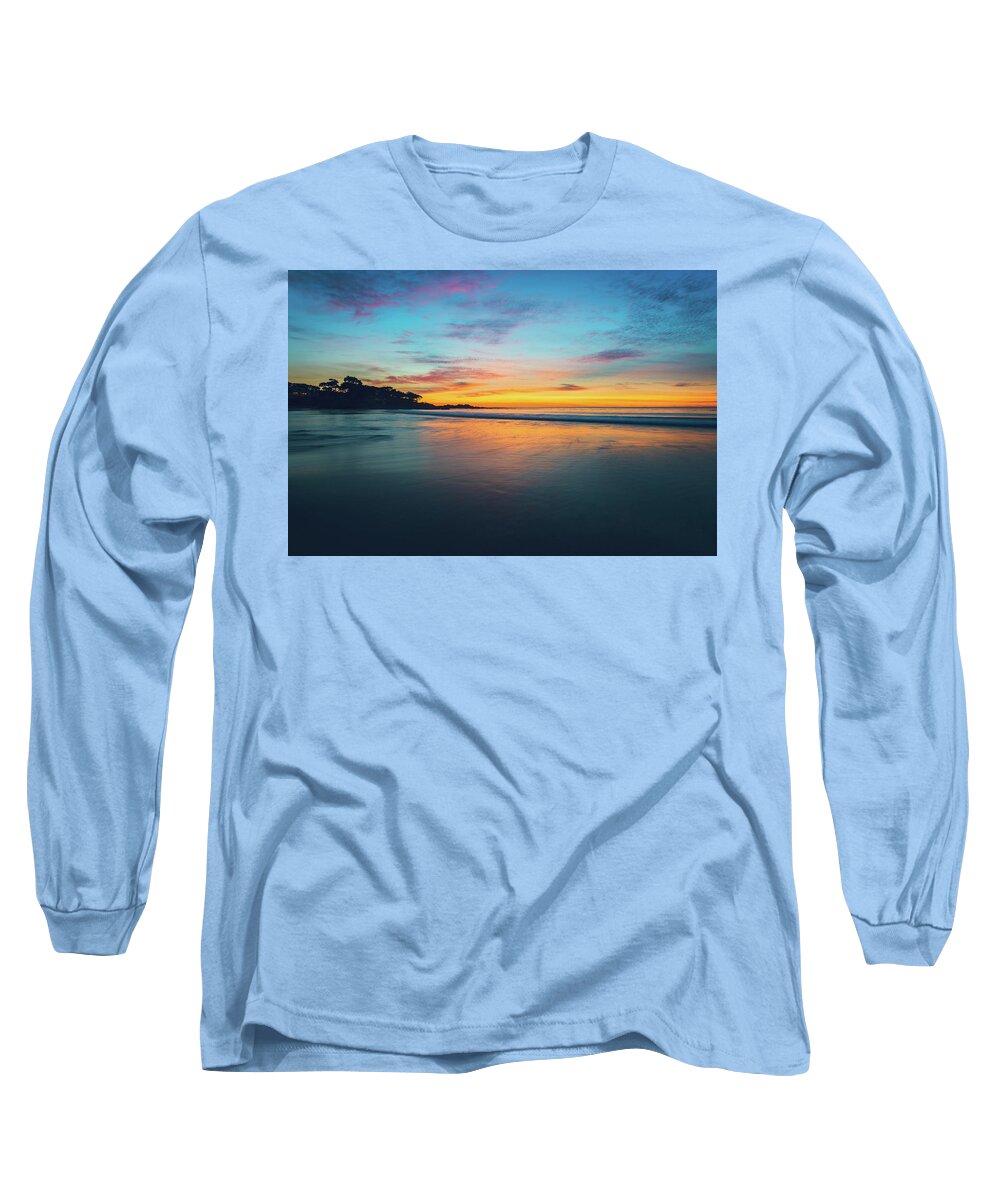 Af Zoom 24-70mm F/2.8g Long Sleeve T-Shirt featuring the photograph Blue Hour at Carmel, CA Beach by John Hight