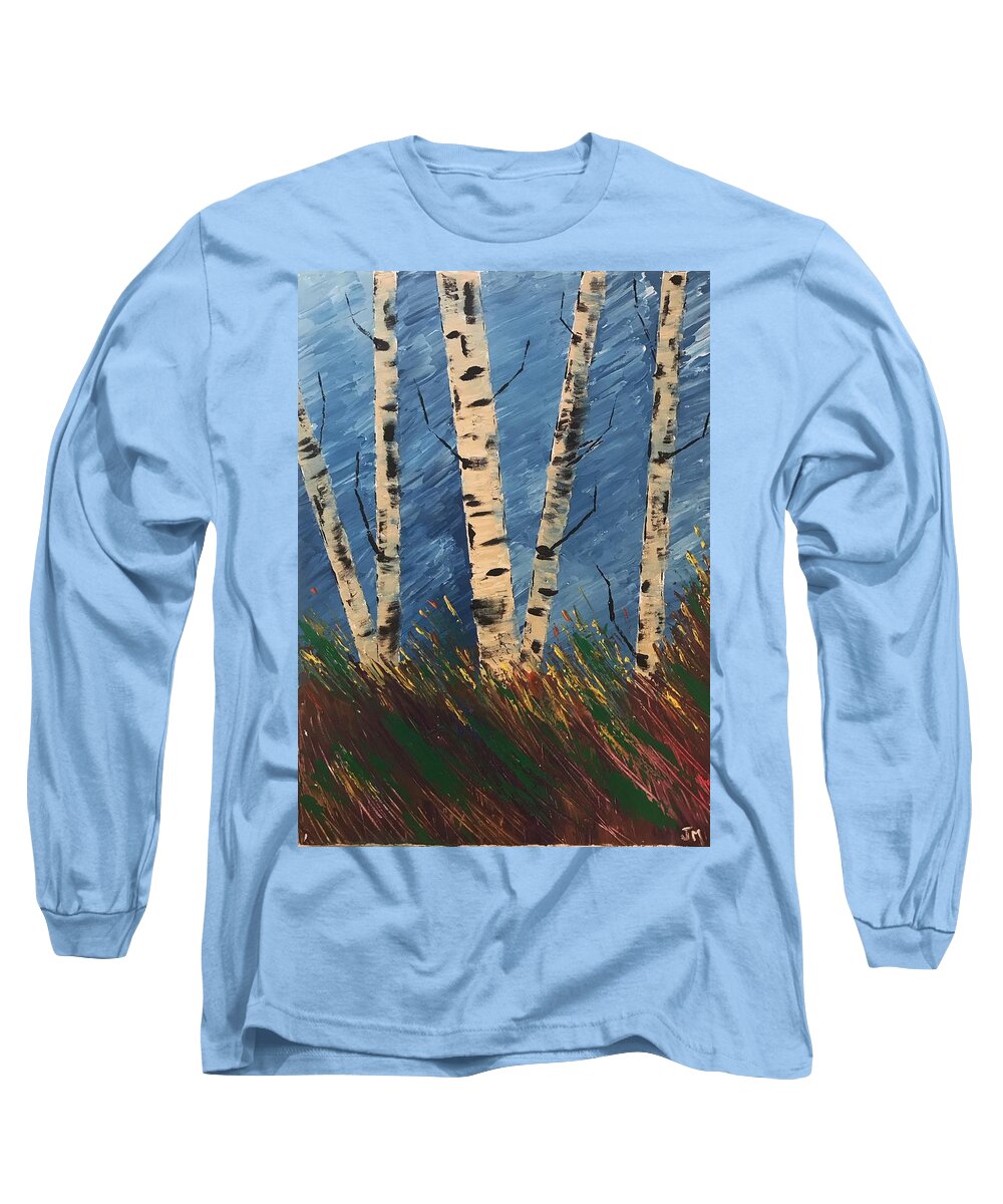 Palette Knife Long Sleeve T-Shirt featuring the painting Blue Wind Blew by Jim McCullaugh