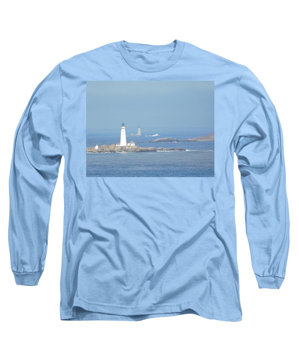 Boston Light Long Sleeve T-Shirt featuring the photograph Boston Harbor Lighthouses by Catherine Gagne