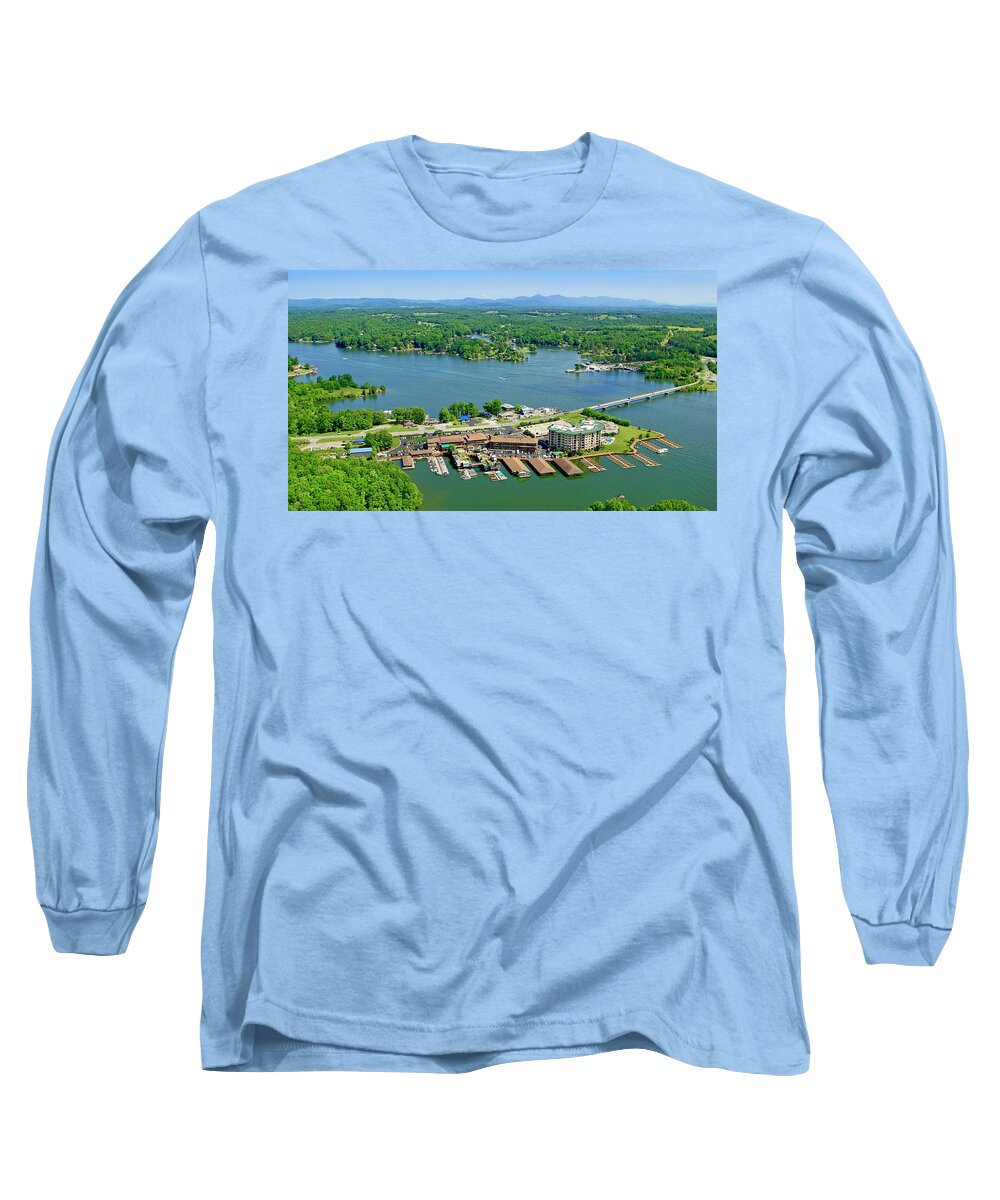 Peaks Of Otter Long Sleeve T-Shirt featuring the photograph Bridgewater Plaza, Smith Mountain Lake, Virginia by The James Roney Collection
