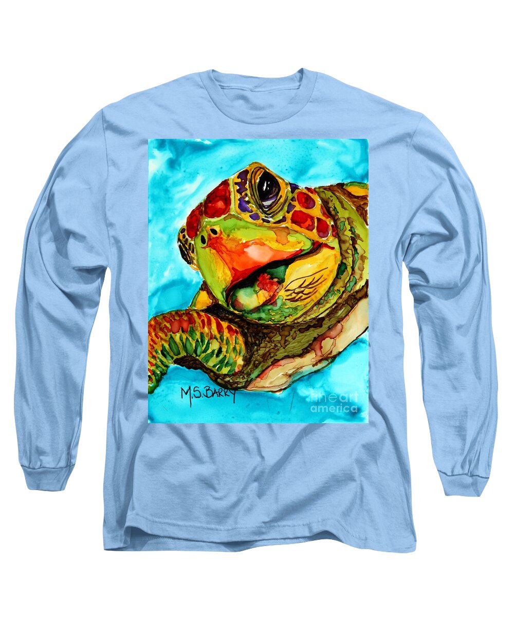 Turtle Long Sleeve T-Shirt featuring the painting Brock by Maria Barry