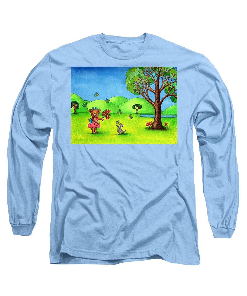 Butterflies Long Sleeve T-Shirt featuring the painting Butterfly Kisses by Christina Wedberg
