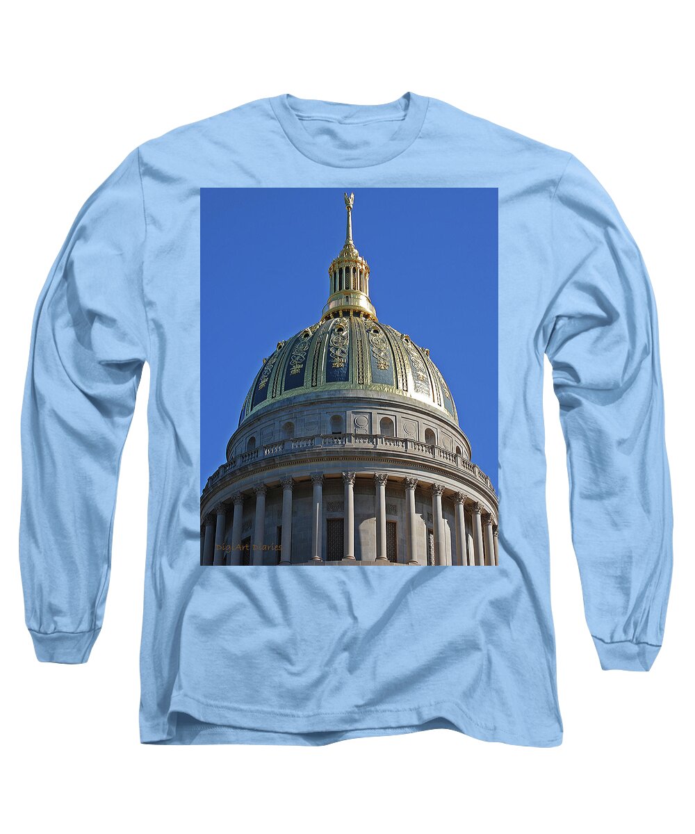 State Capitol Long Sleeve T-Shirt featuring the digital art Capitol Dome Charleston WV by DigiArt Diaries by Vicky B Fuller