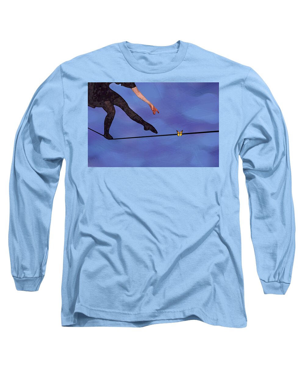 Surreal Long Sleeve T-Shirt featuring the painting Catching Butterflies by Steve Karol