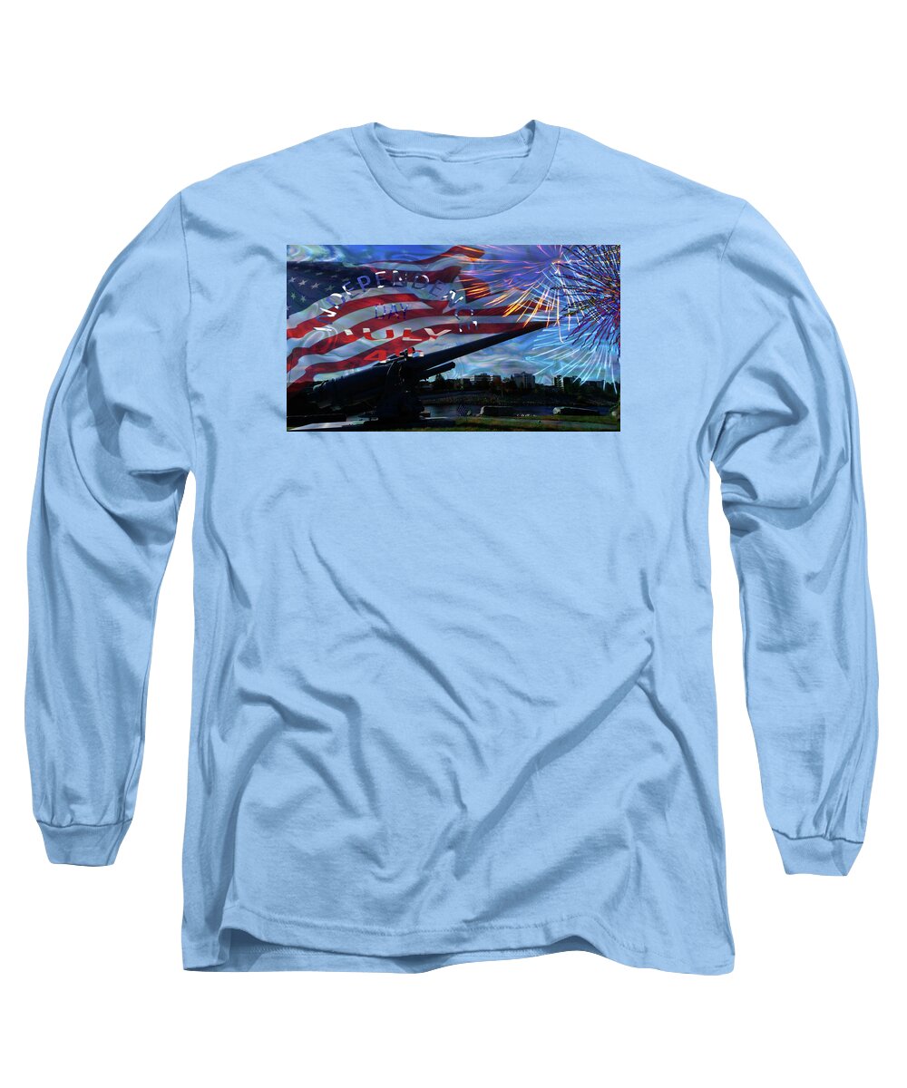 Celebrating Independence-fourth Of July Long Sleeve T-Shirt featuring the mixed media Celebrating Independence-Fourth of July by Mike Breau