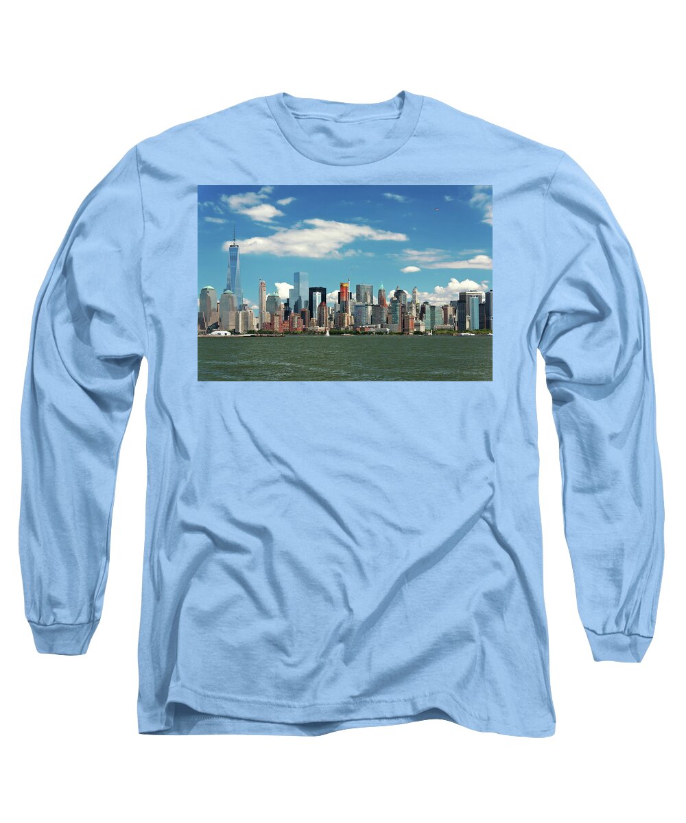 City Long Sleeve T-Shirt featuring the photograph City - New York NY - The New York skyline by Mike Savad