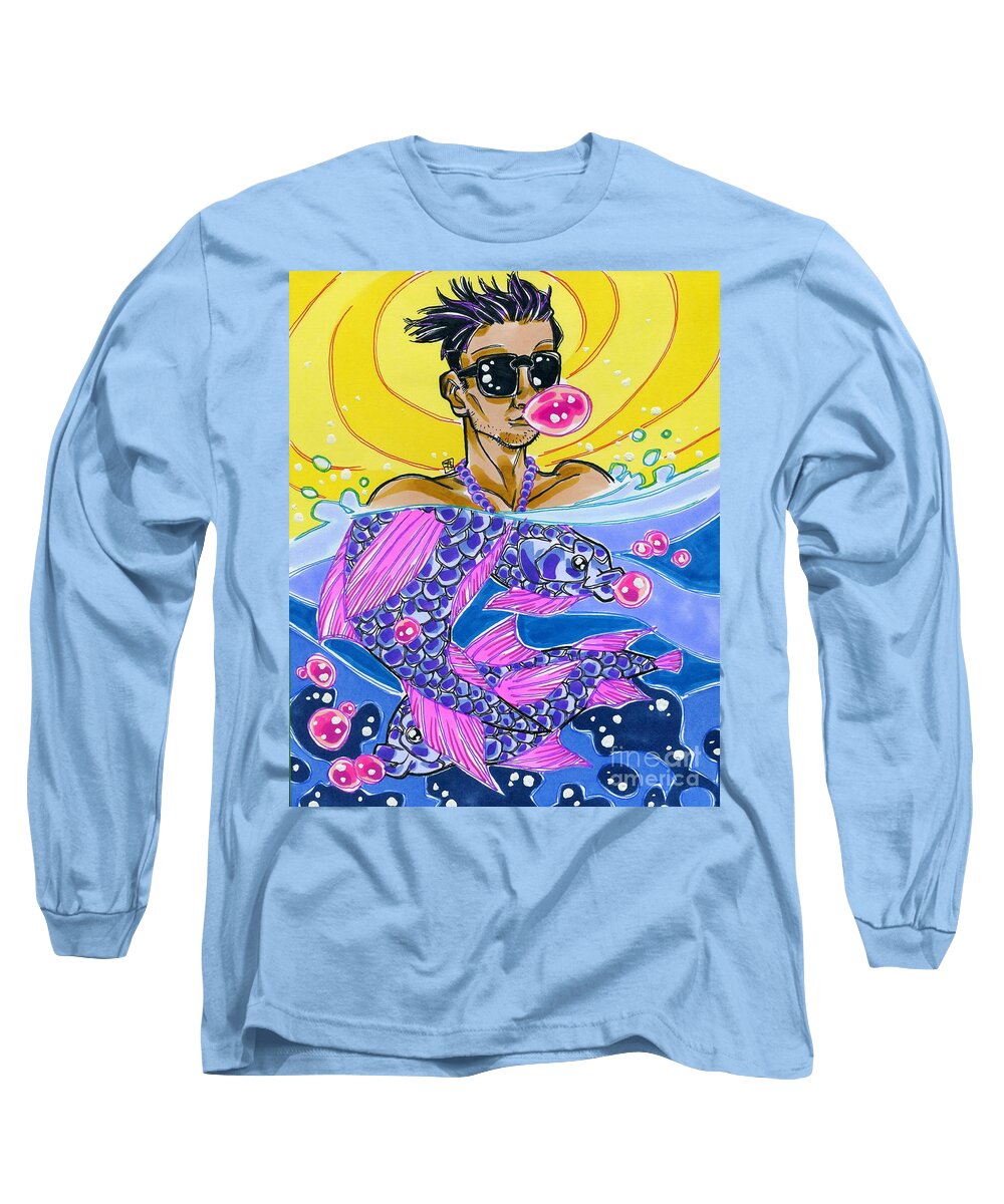 Shannon Hedges Long Sleeve T-Shirt featuring the drawing Click Bait by Shannon Hedges