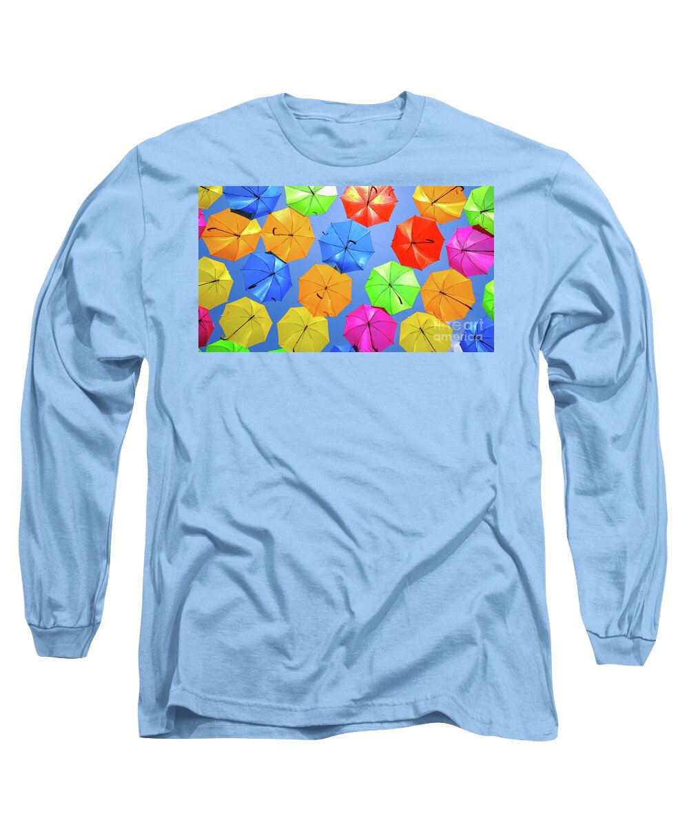 Umbrellas Long Sleeve T-Shirt featuring the photograph Colorful Umbrellas I by Raul Rodriguez