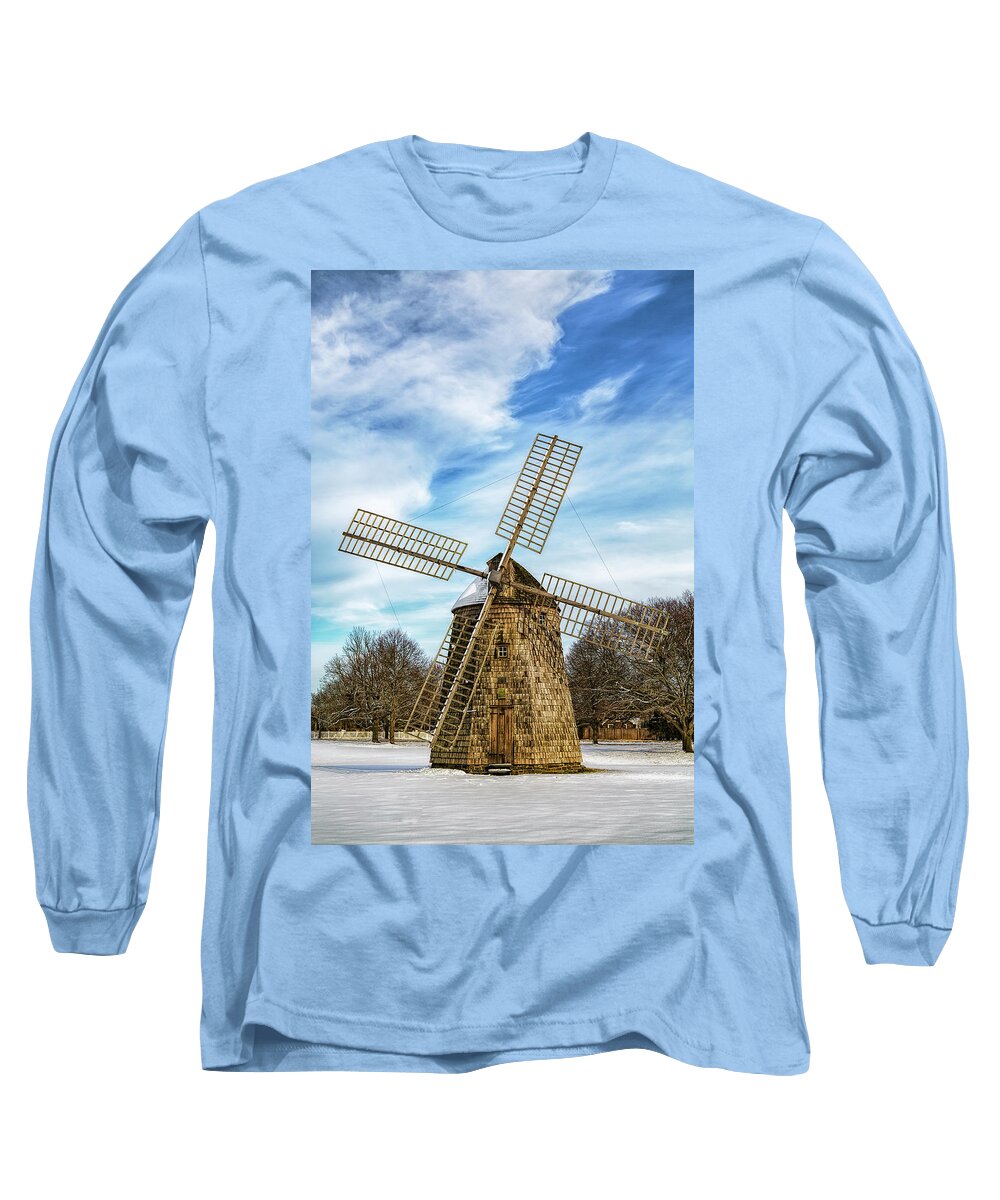 Windmill Long Sleeve T-Shirt featuring the photograph Corwith Windmill Long Island NY CII by Susan Candelario
