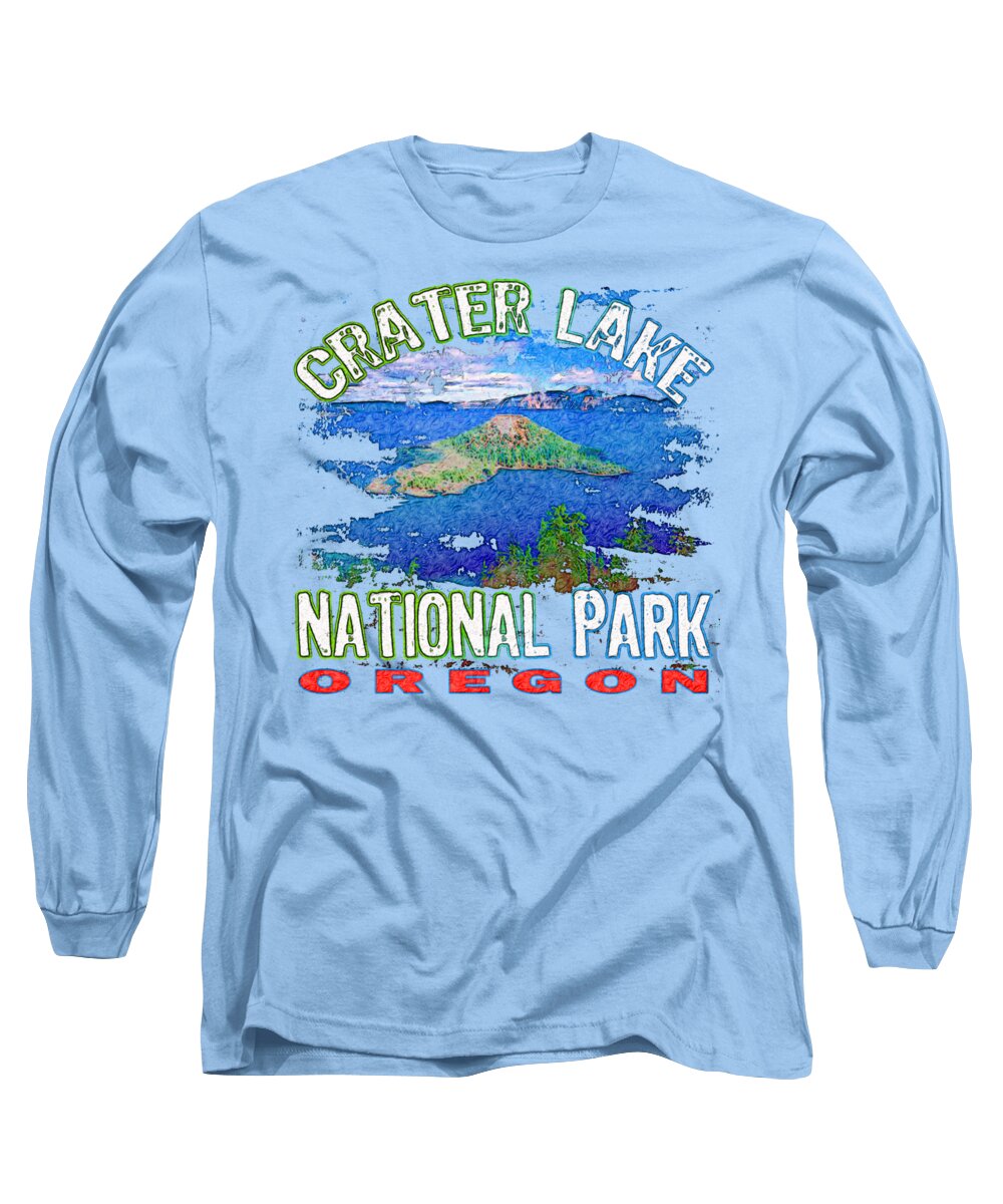 Crater Lake National Park Long Sleeve T-Shirt featuring the digital art Crater Lake National Park by David G Paul