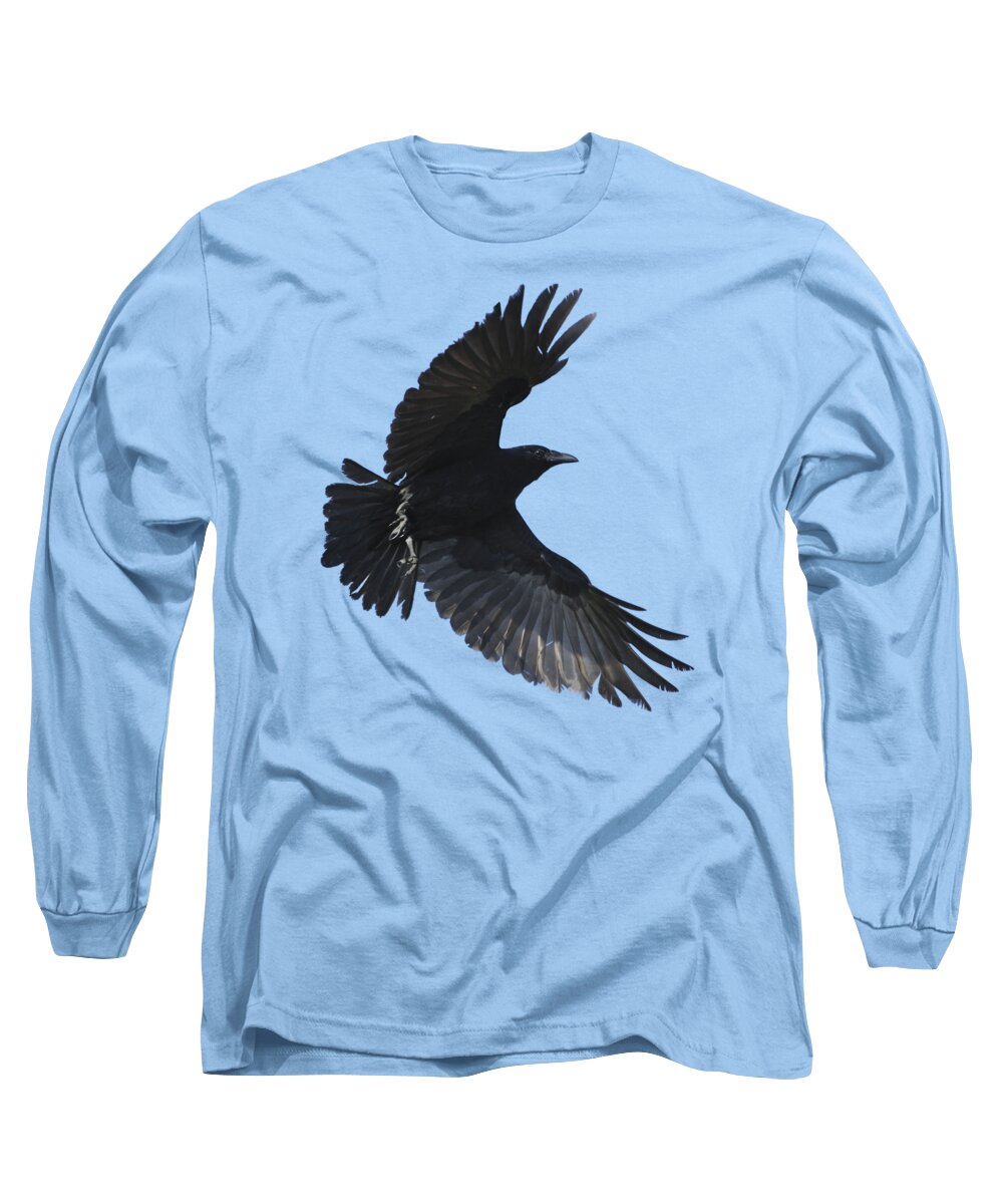 Crow Long Sleeve T-Shirt featuring the photograph Crow in flight by Bradford Martin
