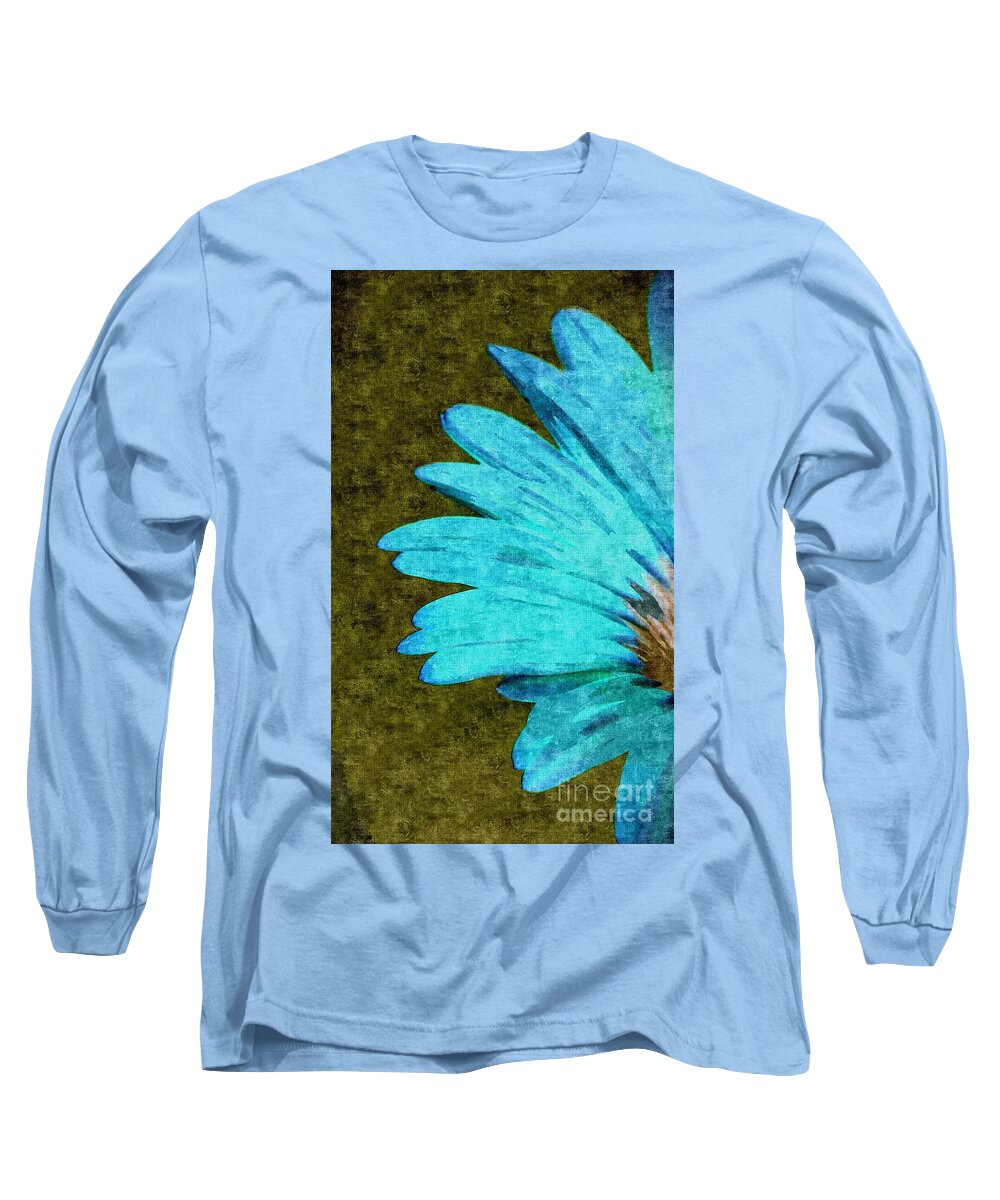 Daisy Long Sleeve T-Shirt featuring the painting Daisy In Aqua And Olive by Jacqueline McReynolds