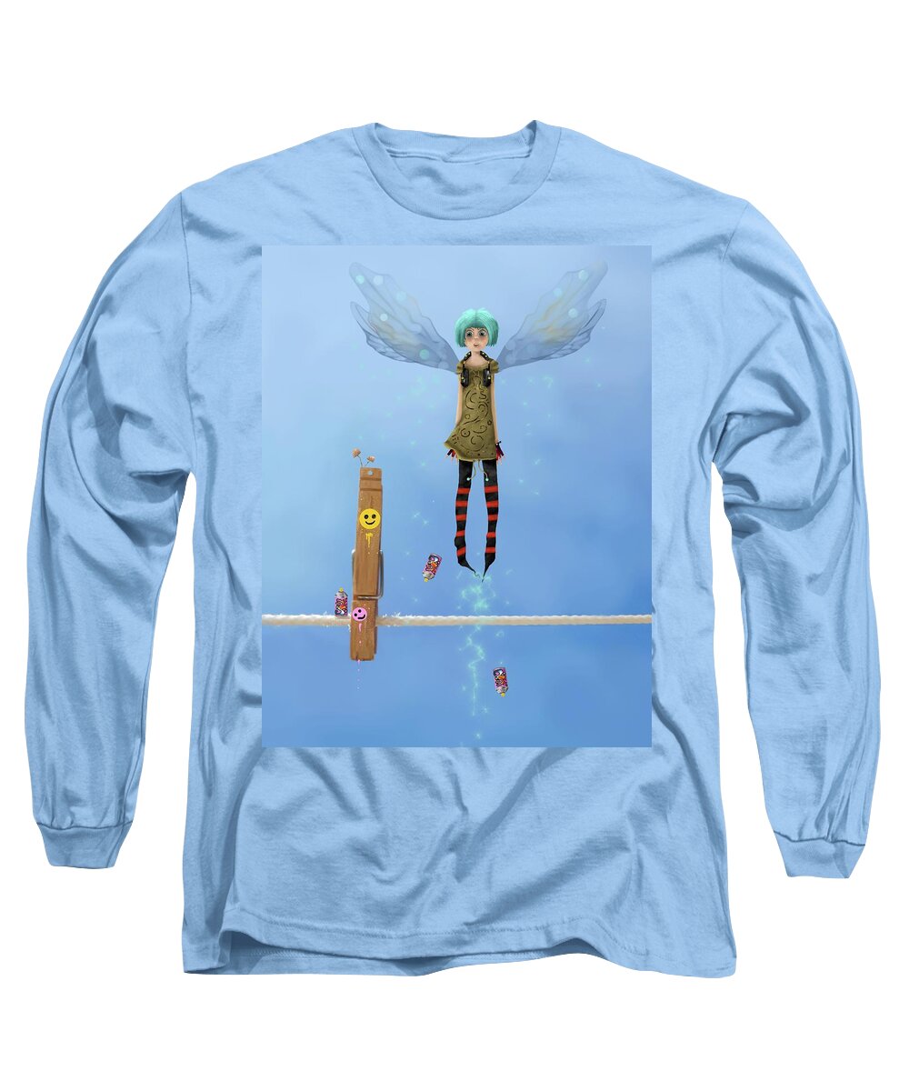 Fairy Long Sleeve T-Shirt featuring the painting Danksy, Caught in the act. by Joe Gilronan