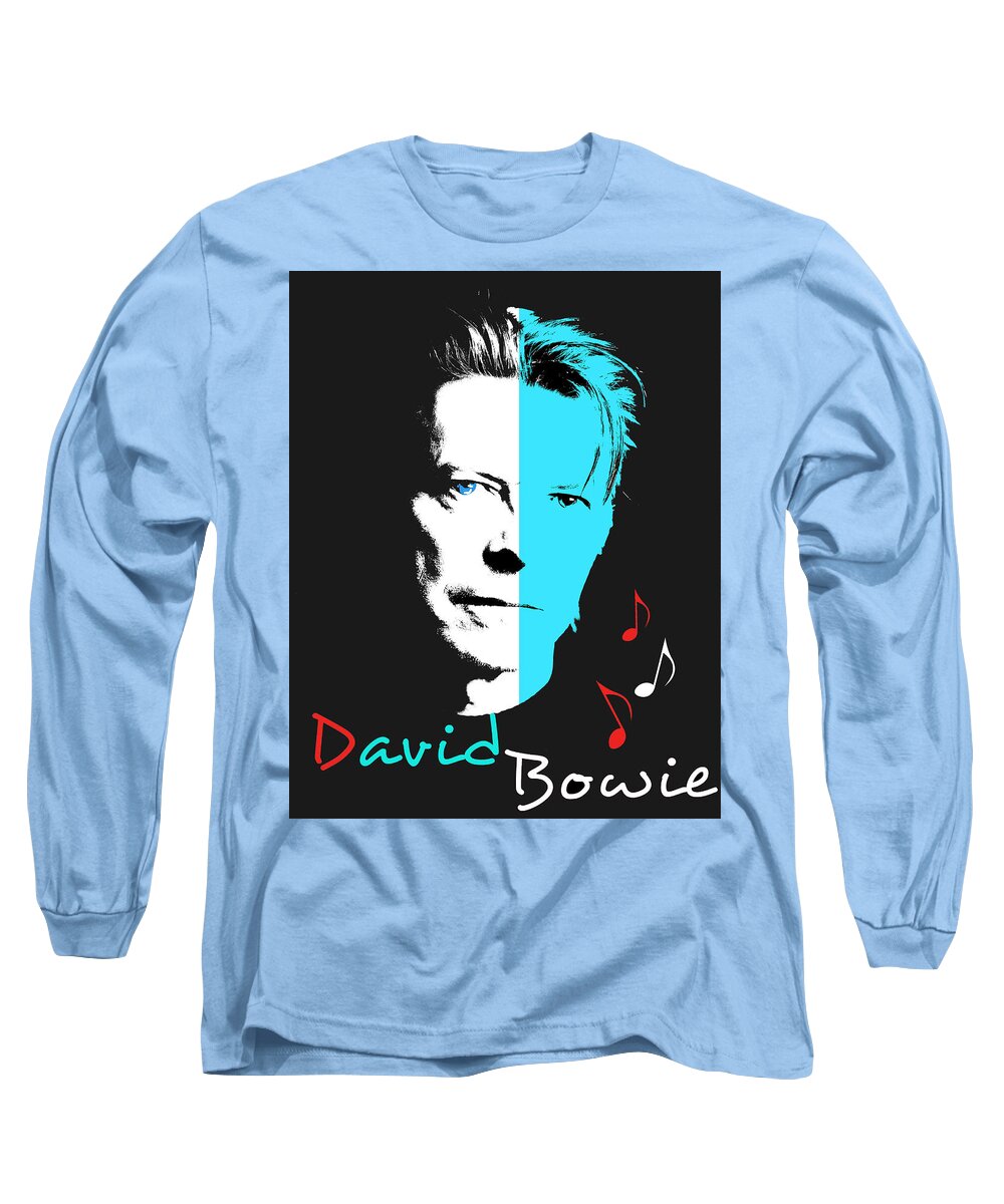 David Bowie Long Sleeve T-Shirt featuring the digital art David Bowie by Rumiana Nikolova