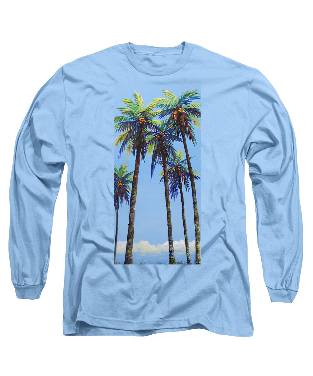 Palm Long Sleeve T-Shirt featuring the painting Delray Palms II by Anne Marie Brown
