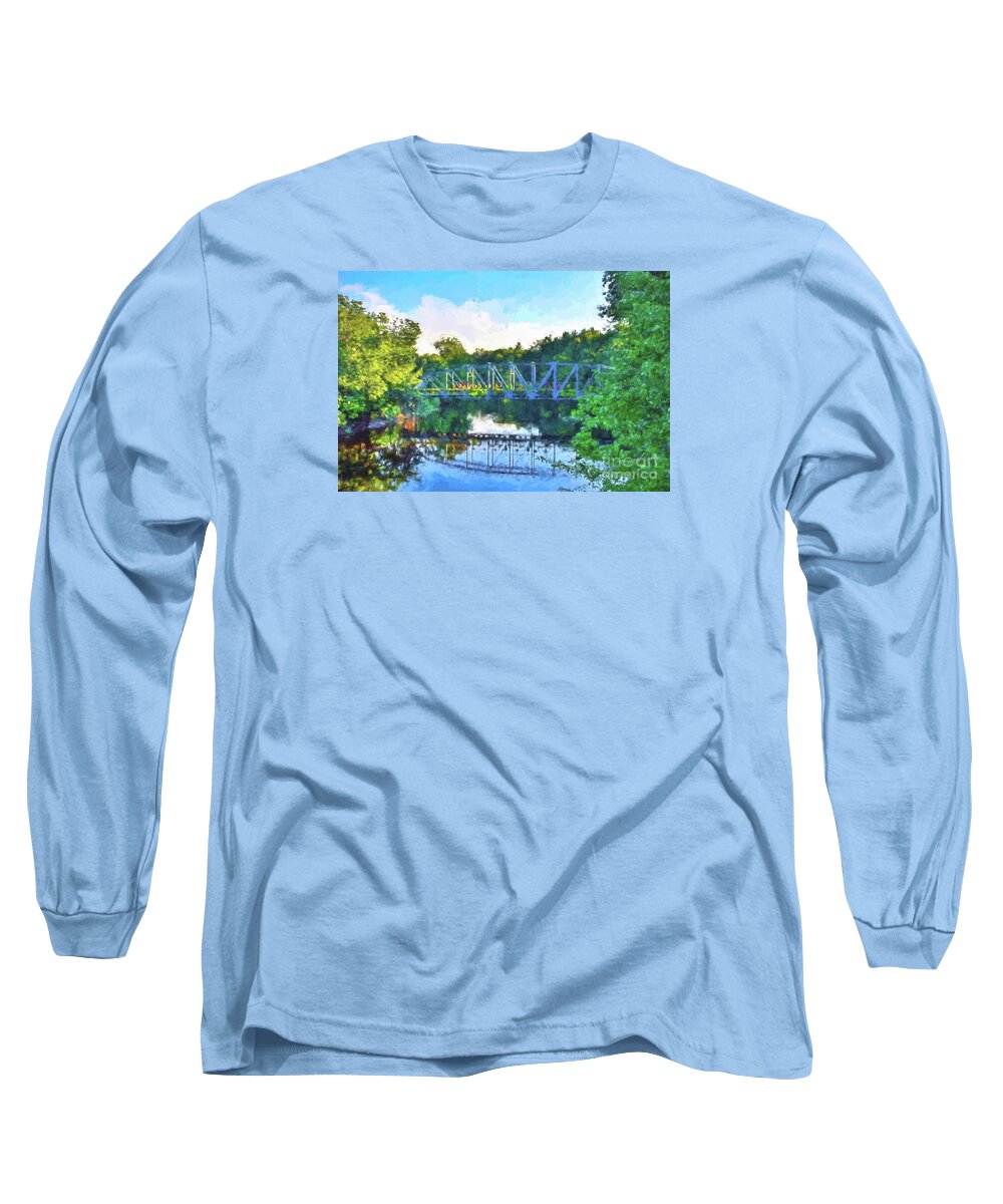 Impressionist Long Sleeve T-Shirt featuring the photograph Simsbury Flower Bridge 4 by Lorraine Cosgrove