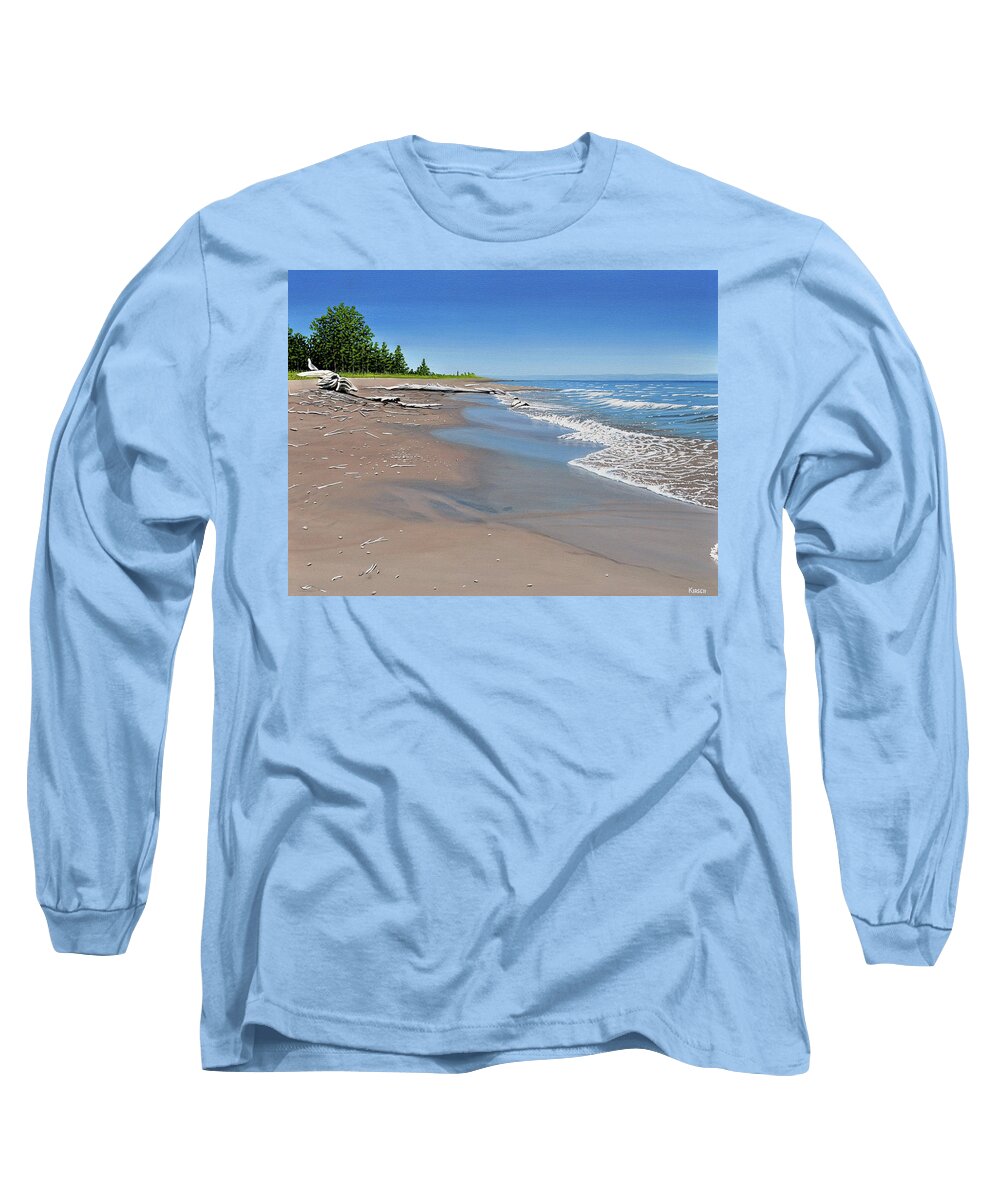 Beaches Long Sleeve T-Shirt featuring the painting Driftwood Beach by Kenneth M Kirsch