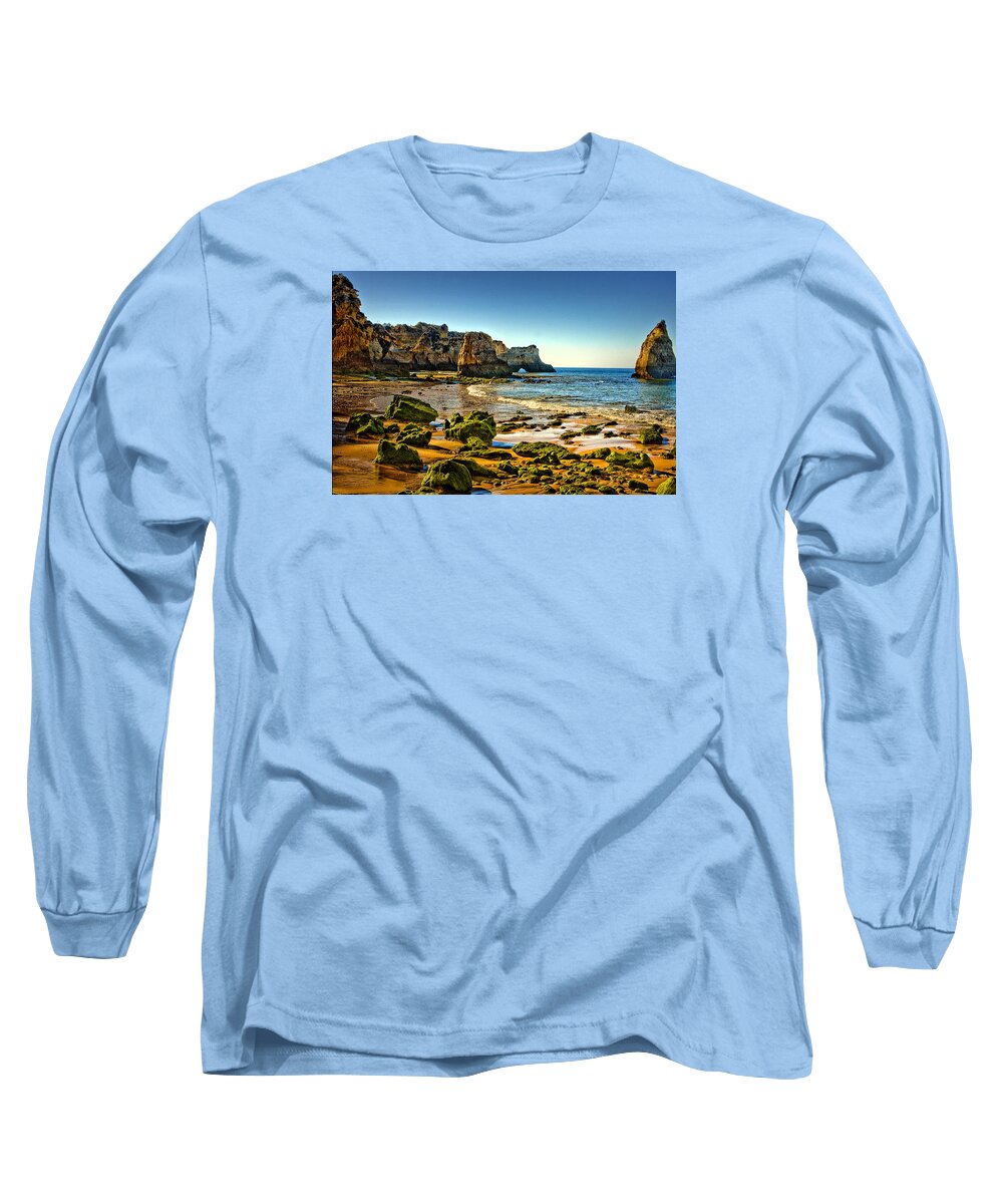 Alvor Long Sleeve T-Shirt featuring the photograph Early morning Alvor Beach by Brian Tarr