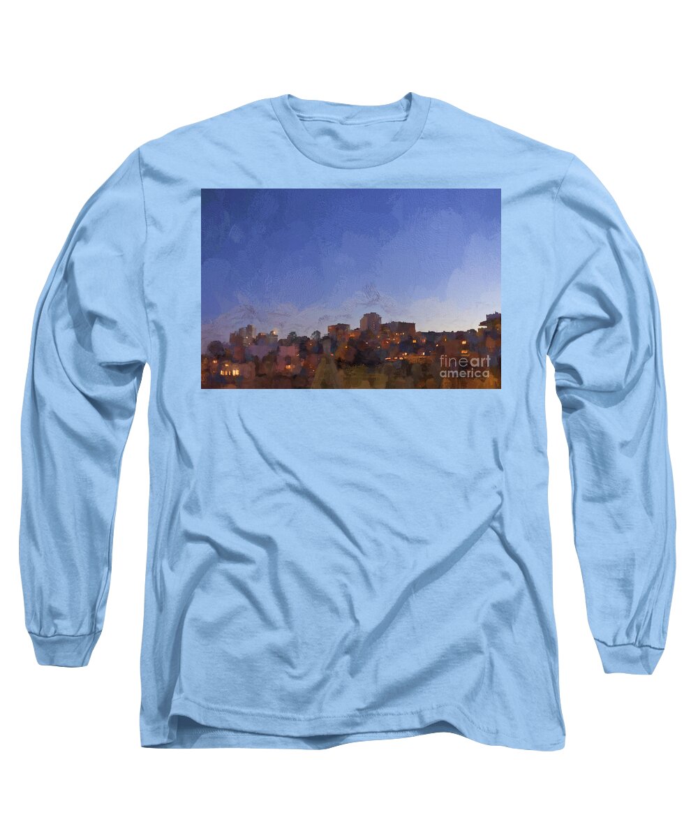 San Francisco Long Sleeve T-Shirt featuring the photograph Early Morning San Francisco - Painterly by David Gordon